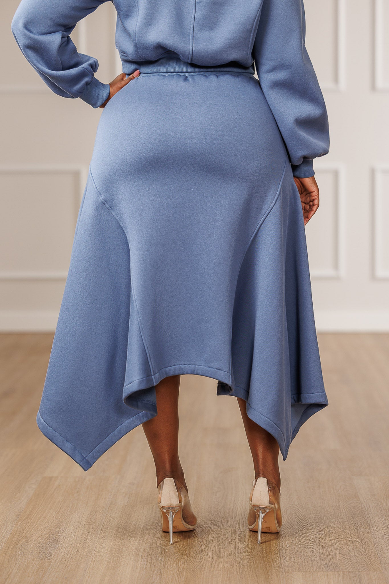 Sable Fleece Handkerchief Skirt - Slate