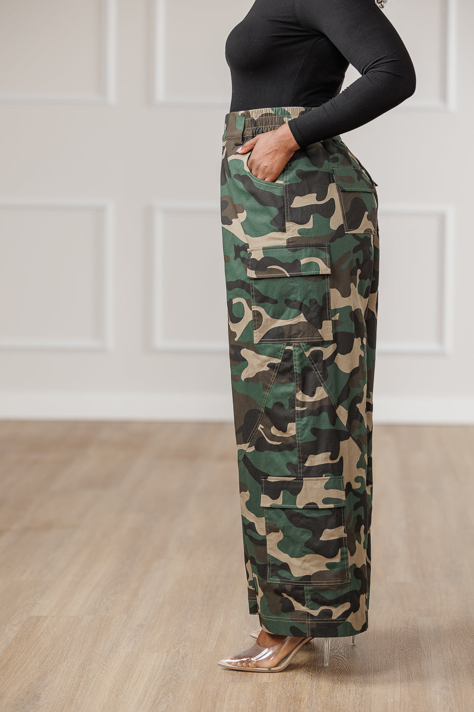 Kalea Wide Cargo Pants - Camo
