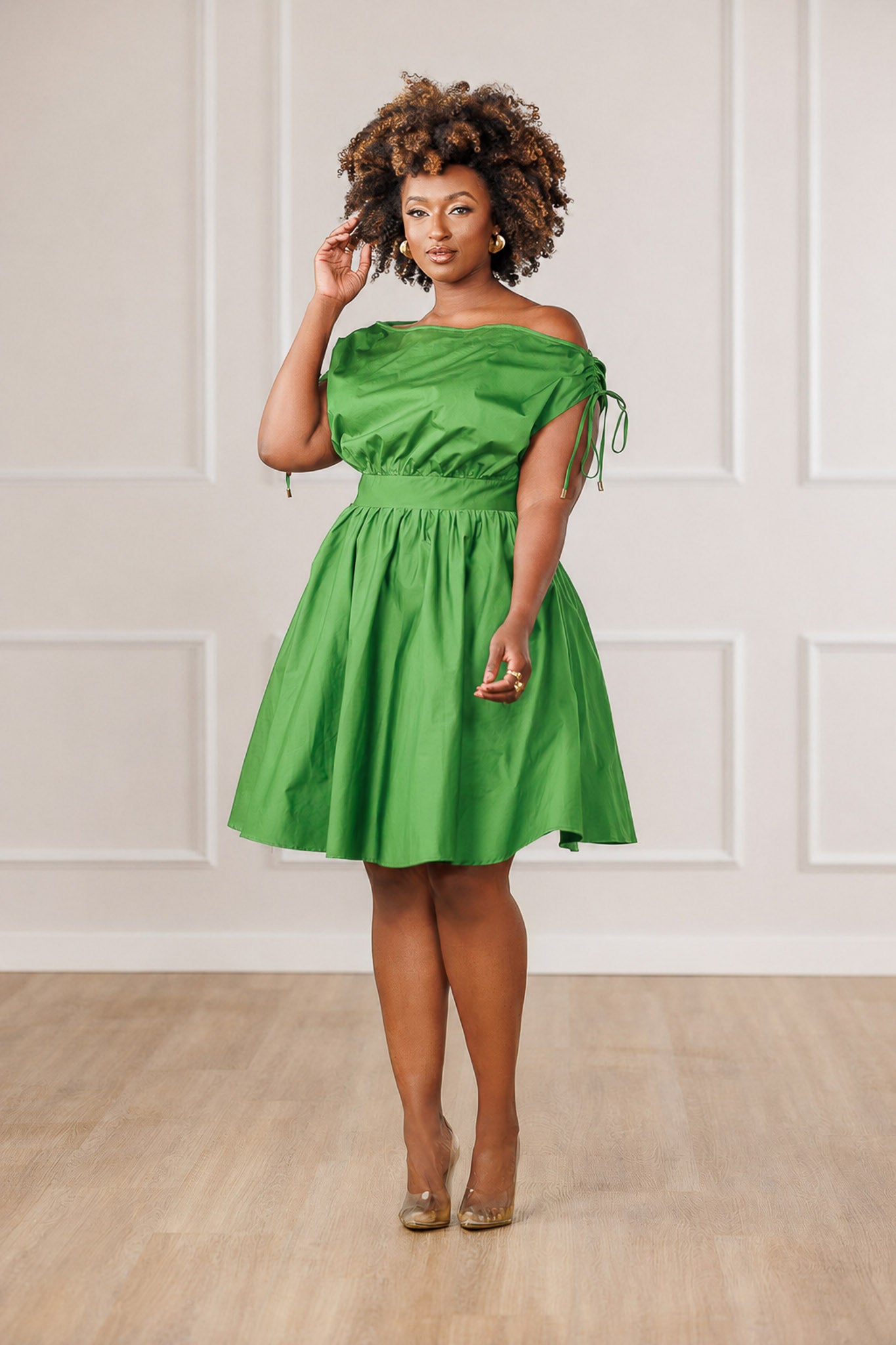Dara Off Shoulder Dress - Green