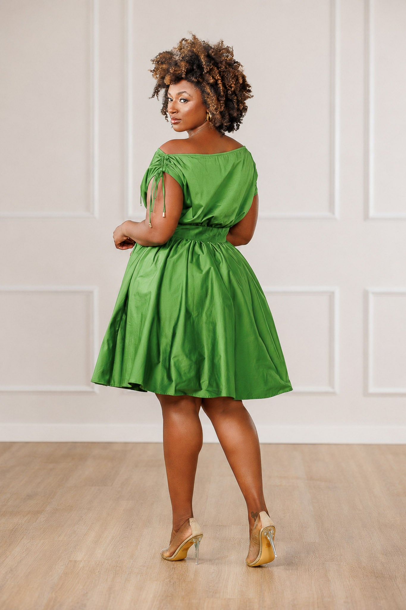 Dara Off Shoulder Dress - Green