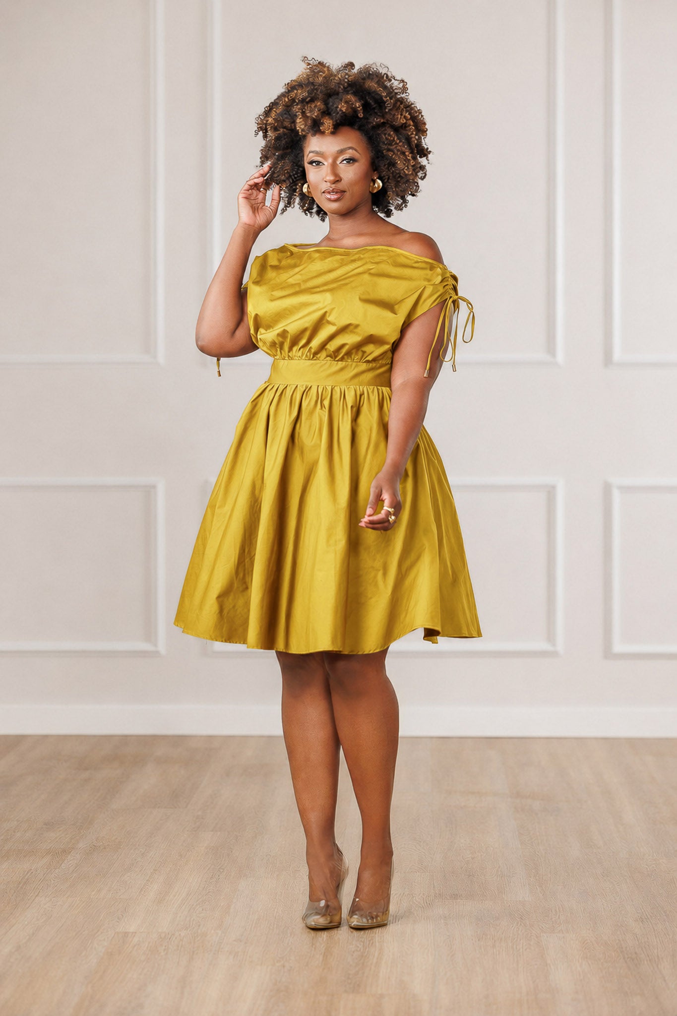 Dara Off Shoulder Dress - Mustard