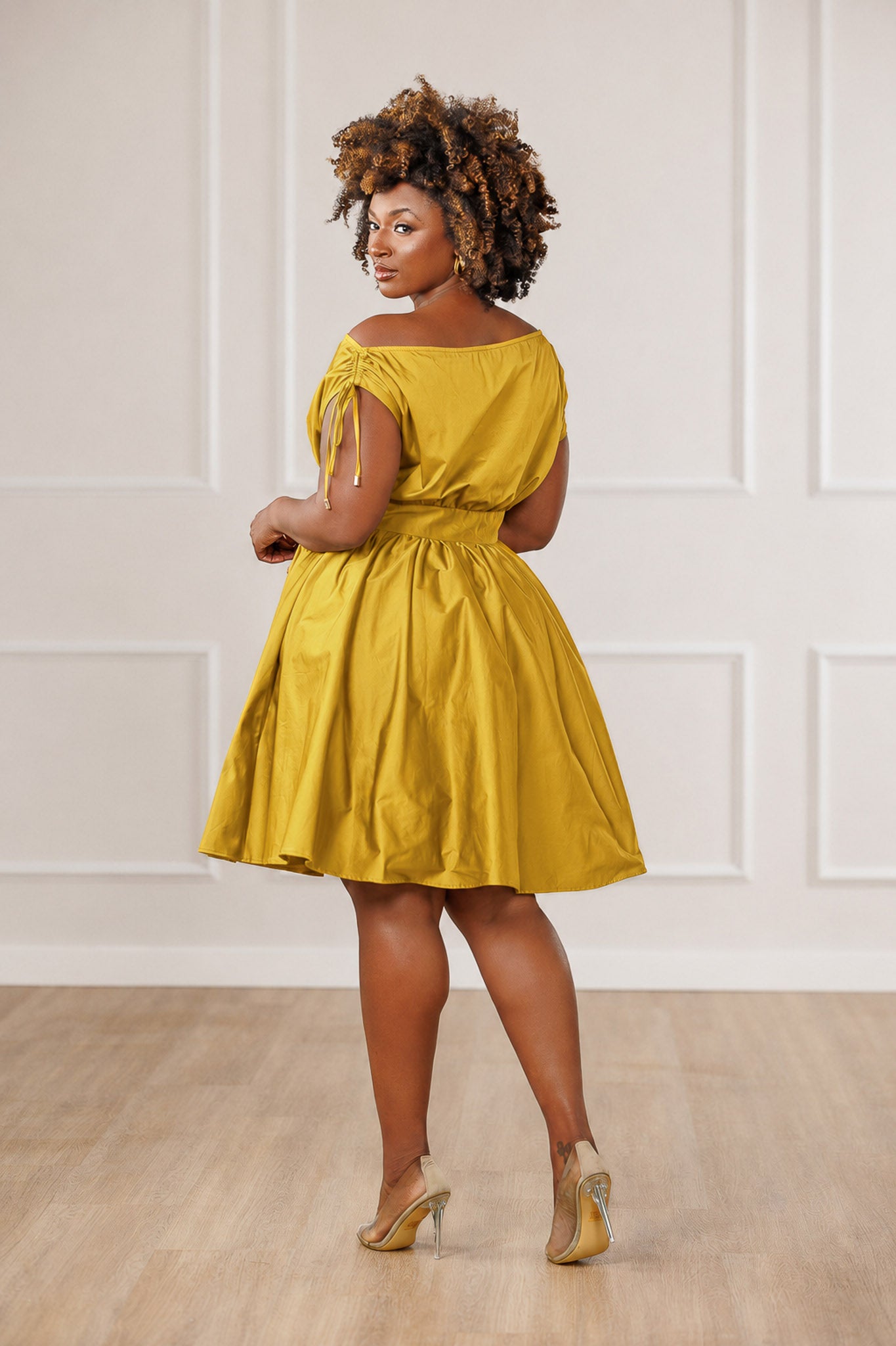 Dara Off Shoulder Dress - Mustard