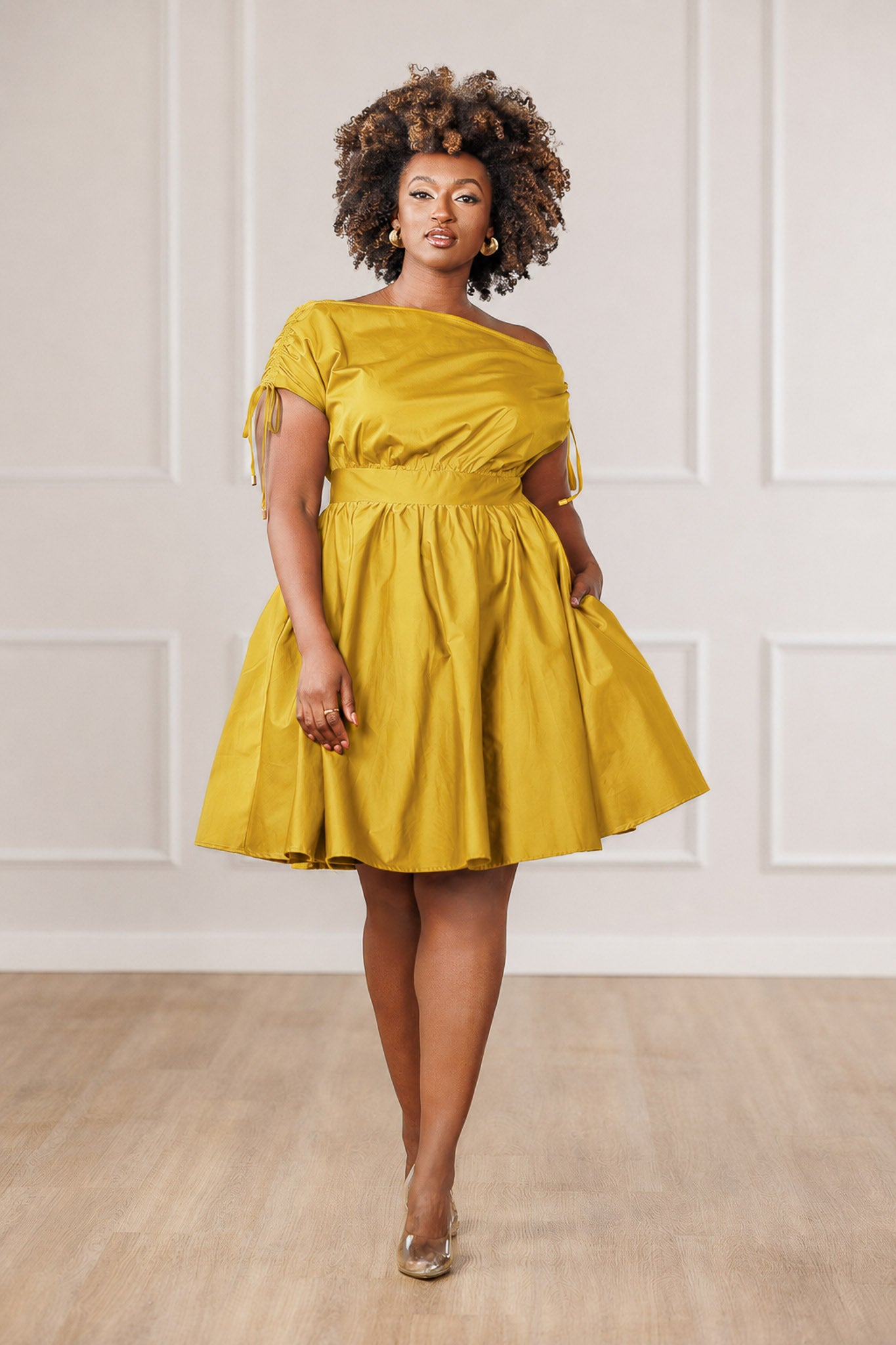 Dara Off Shoulder Dress - Mustard