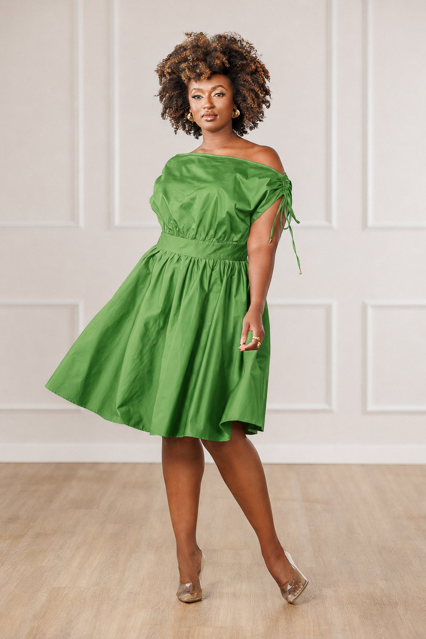 Dara Off Shoulder Dress - Green