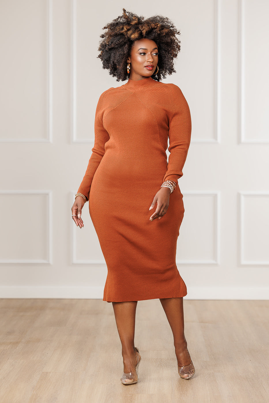 Valeria Sweater Dress - Cognac