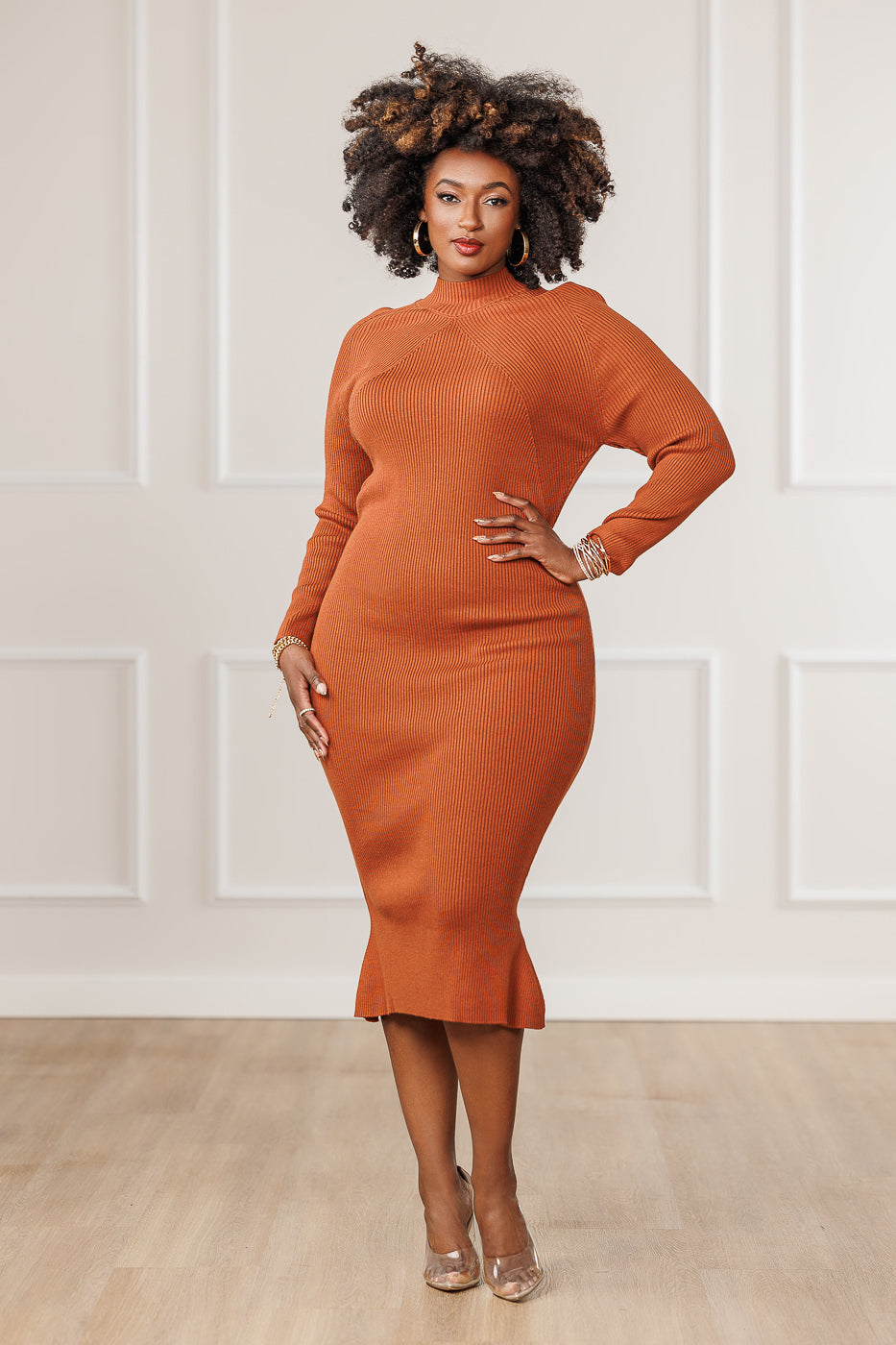 Valeria Sweater Dress - Cognac