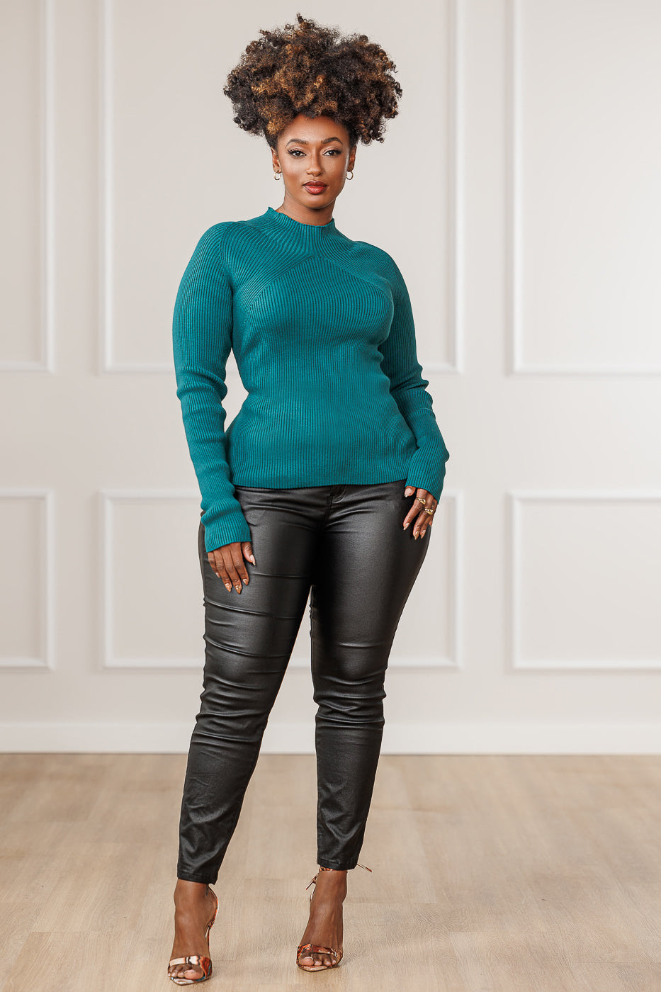 Shaya Mock Neck Sweater - Teal