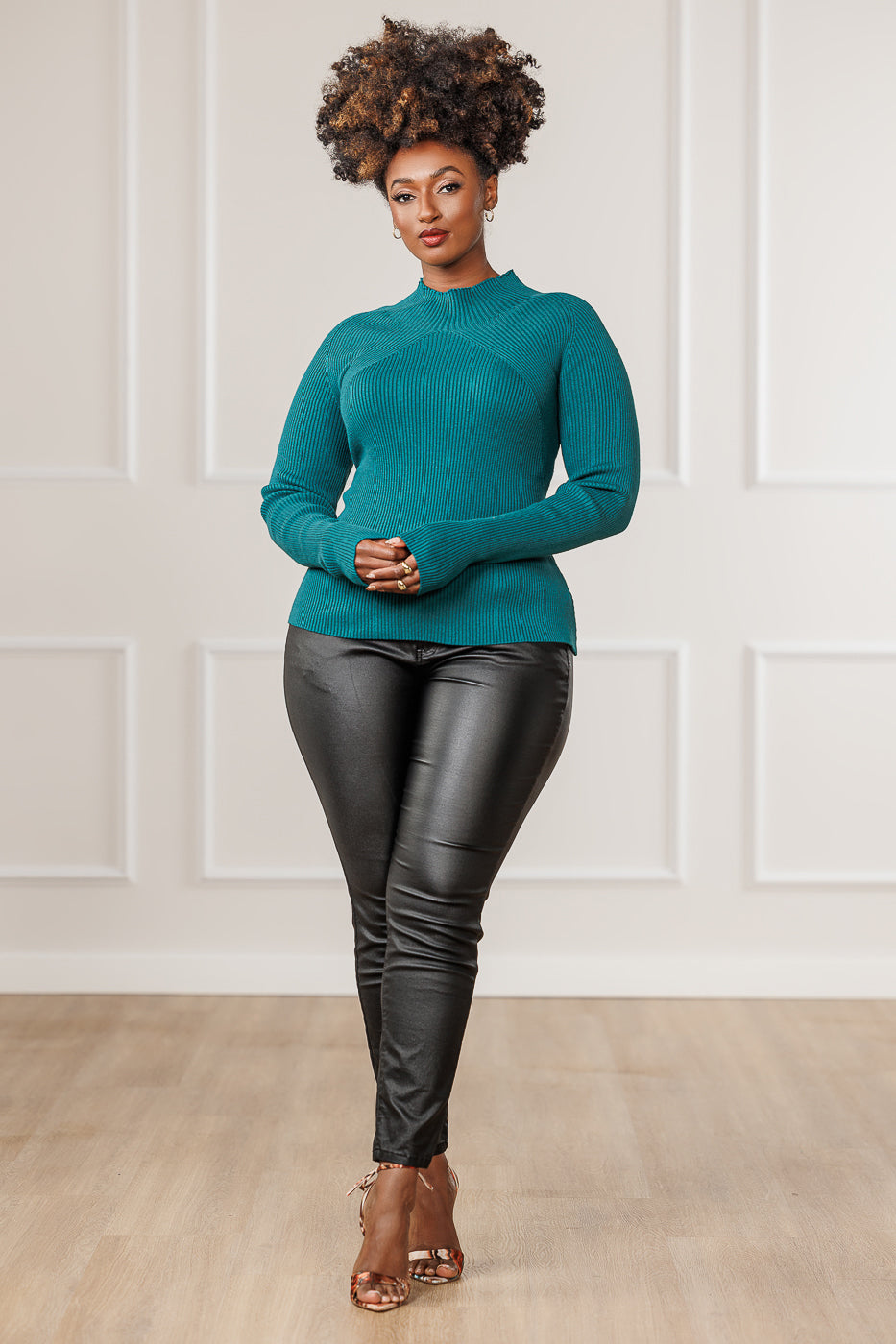 Shaya Mock Neck Sweater - Teal