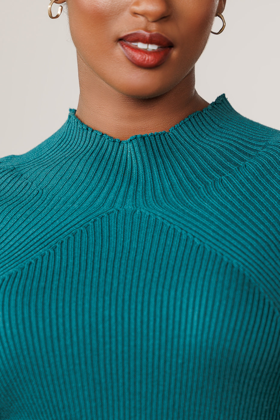 Shaya Mock Neck Sweater - Teal