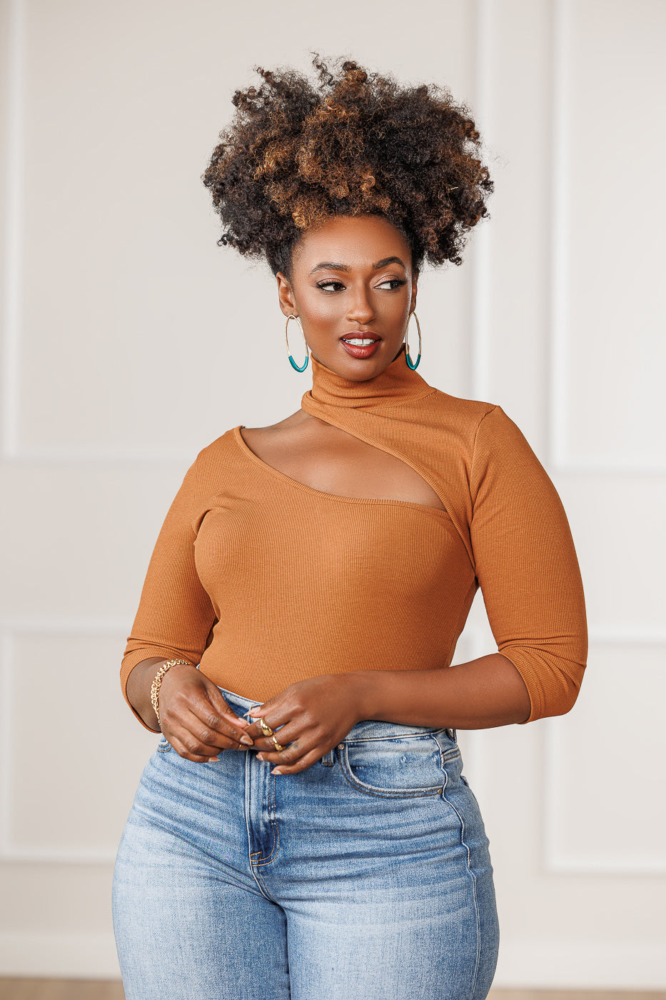 Tamika Cut-Out Bodysuit - Cognac