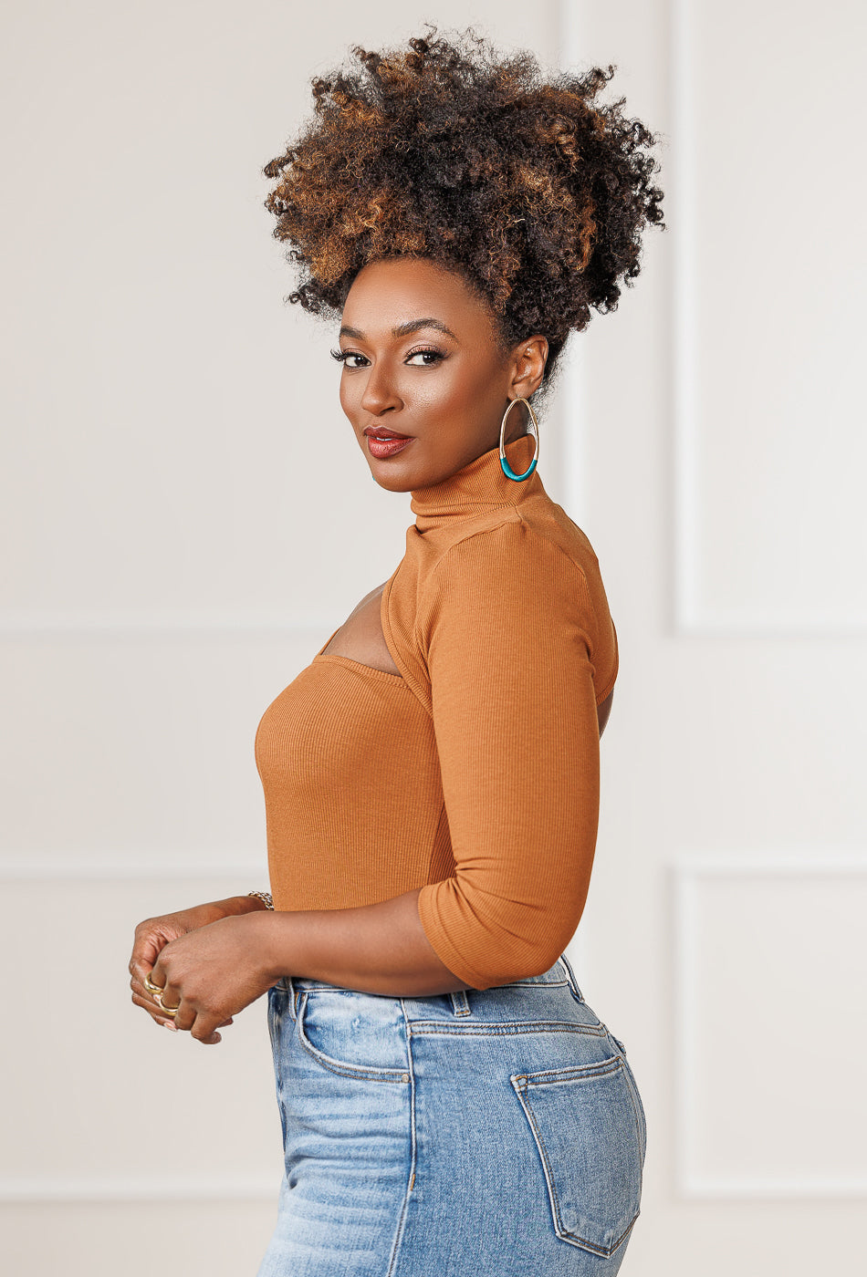 Tamika Cut-Out Bodysuit - Cognac