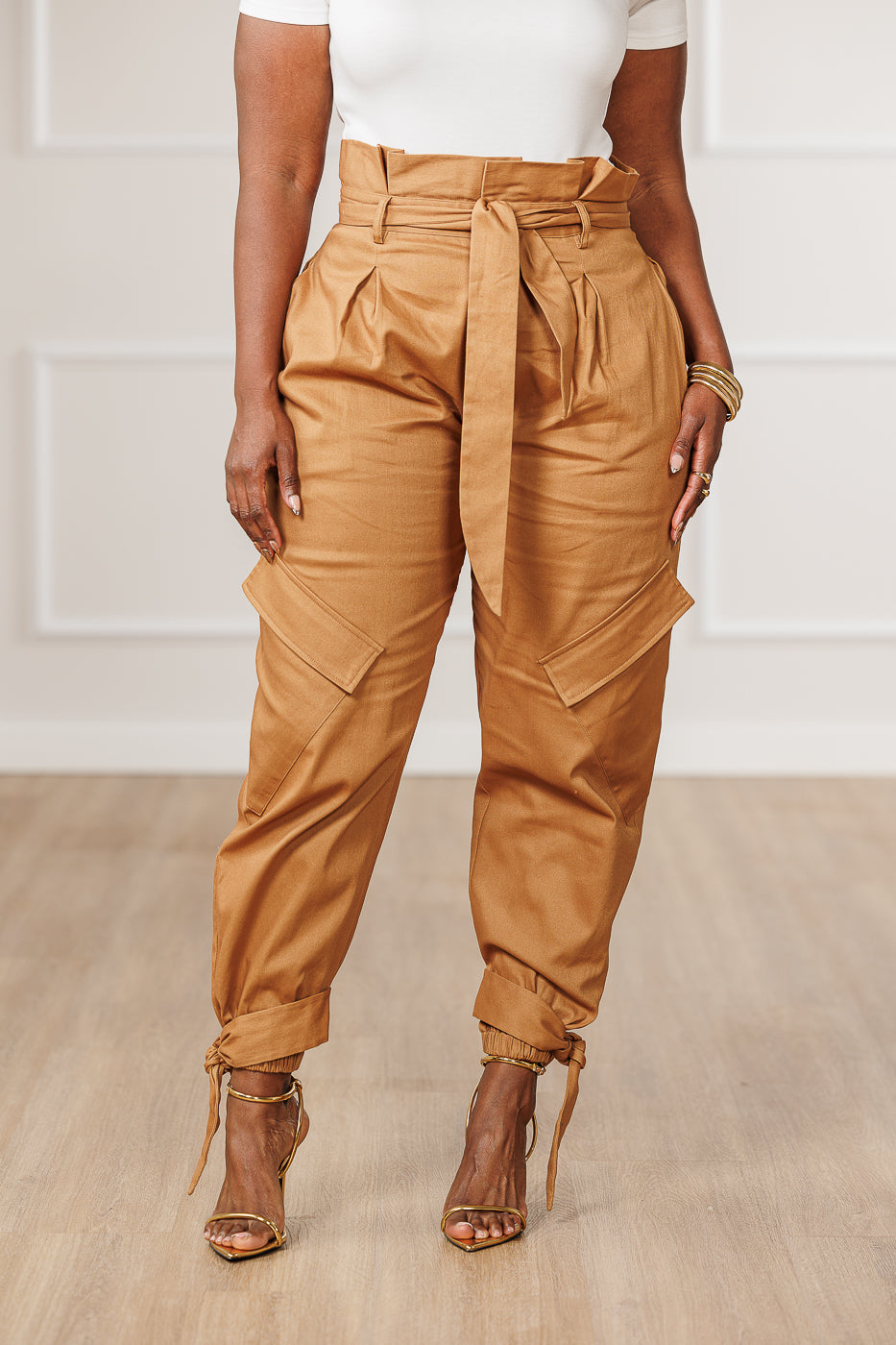 Shanti Paperbag Waist Pants - Camel