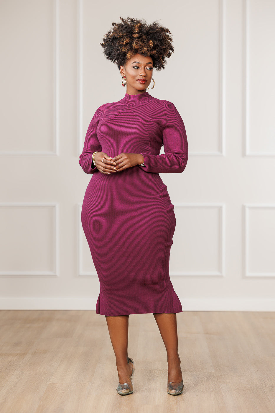 Valeria Sweater Dress - Berry