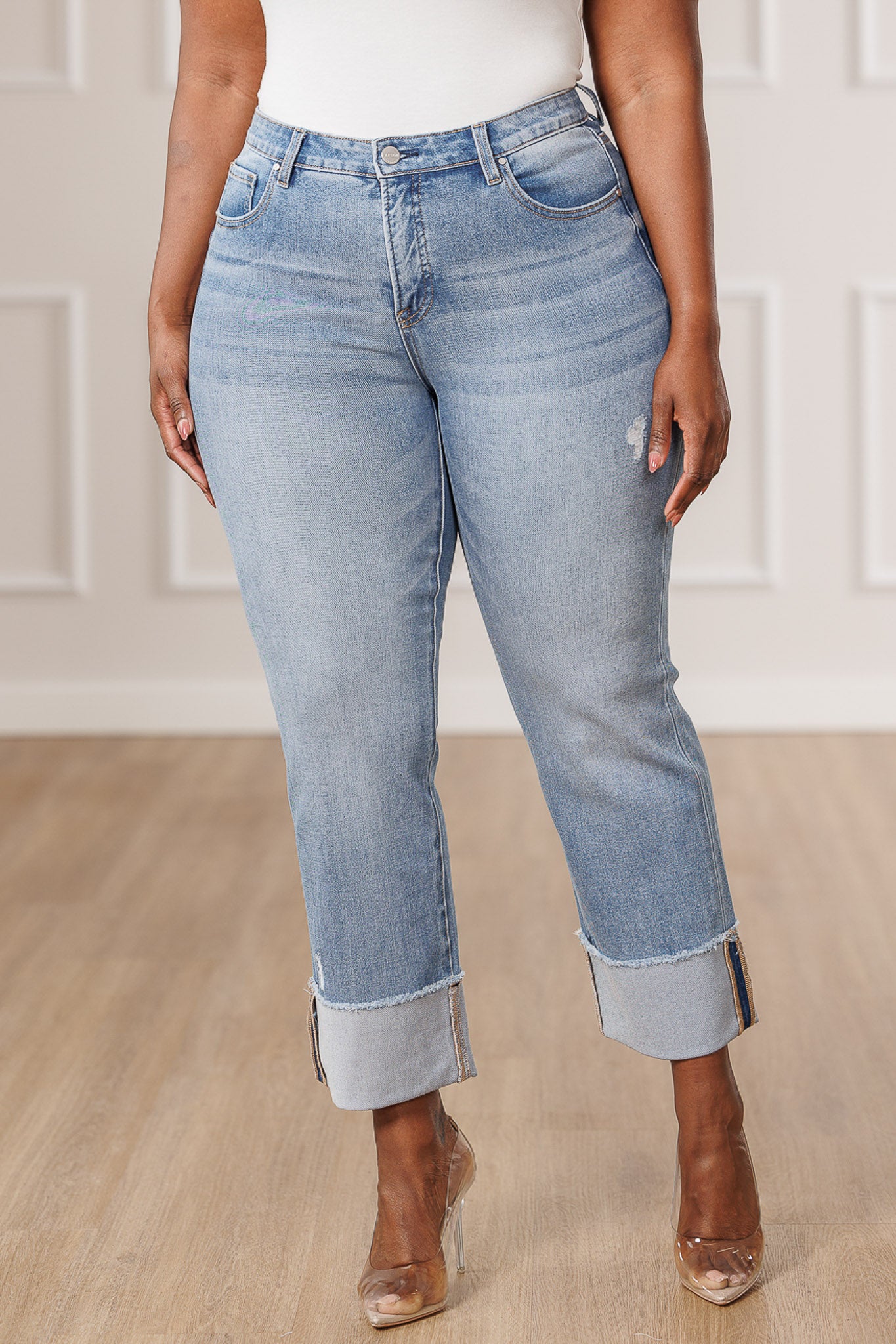 Scarlet Straight Folded Cuff Jeans