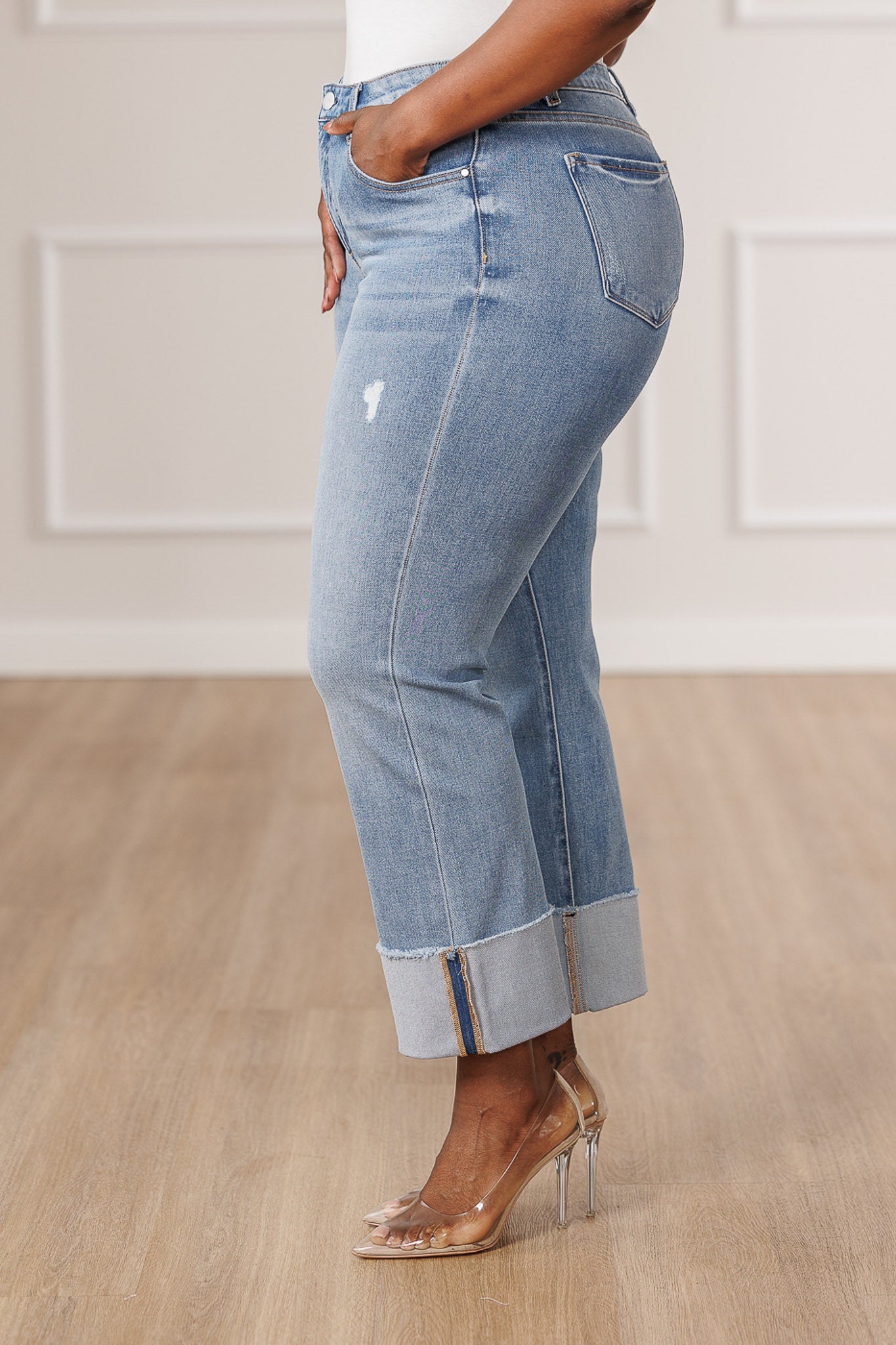 Scarlet Straight Folded Cuff Jeans