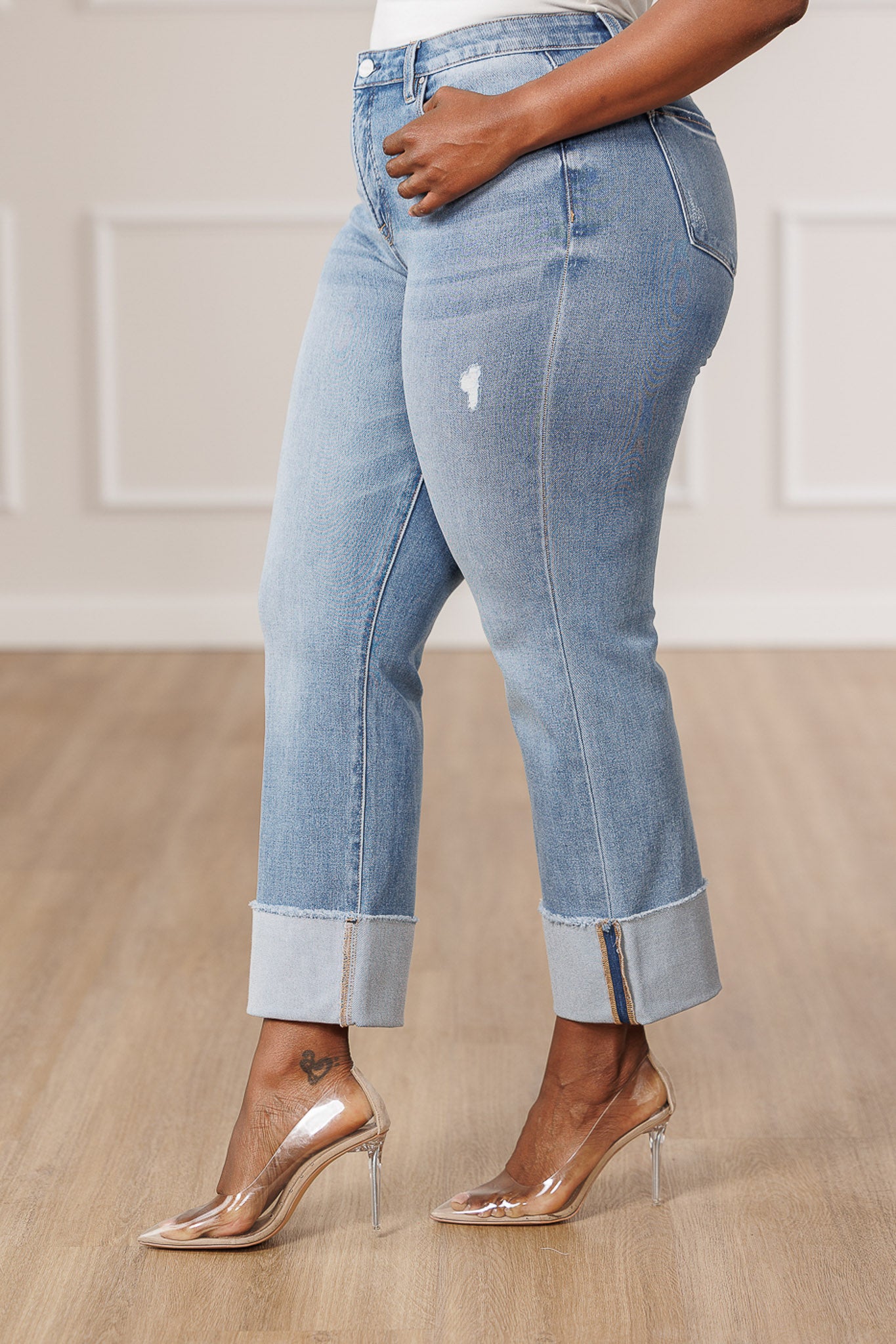 Scarlet Straight Folded Cuff Jeans