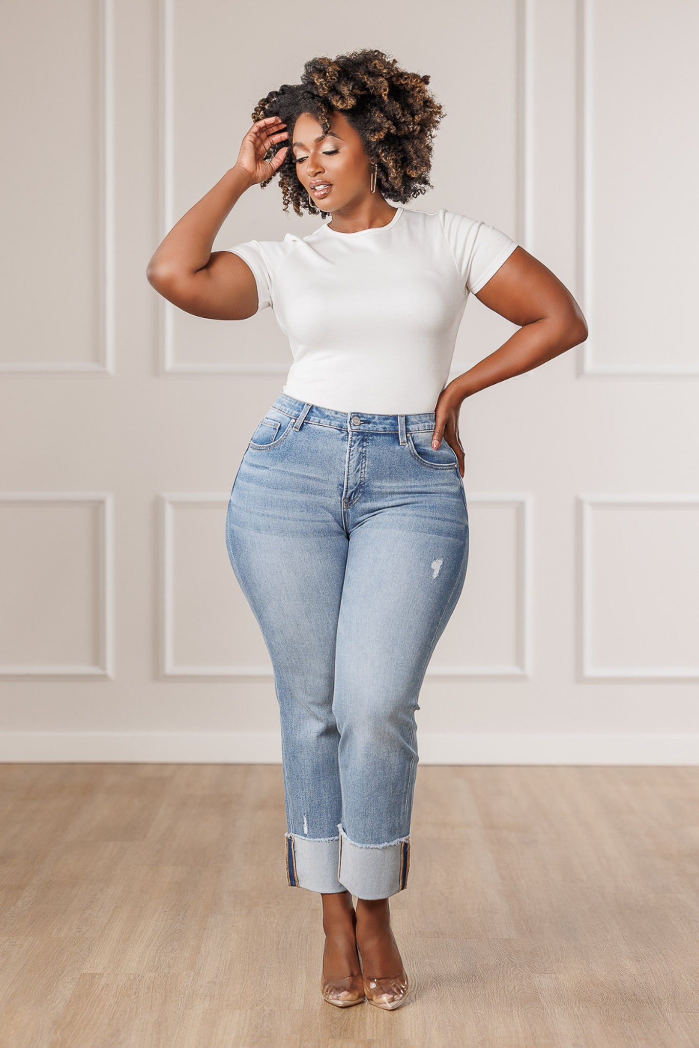 Scarlet Straight Folded Cuff Jeans