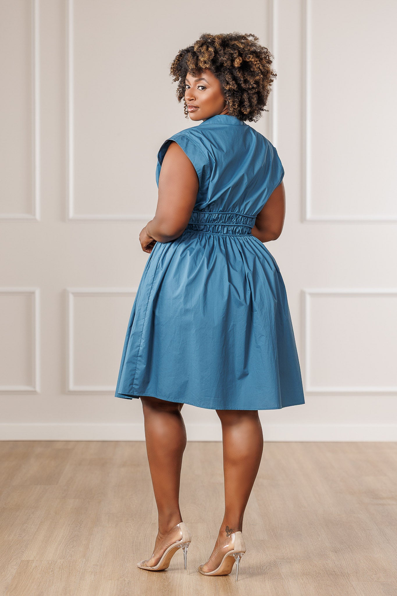 Rema Smocked Midi Dress - Blue