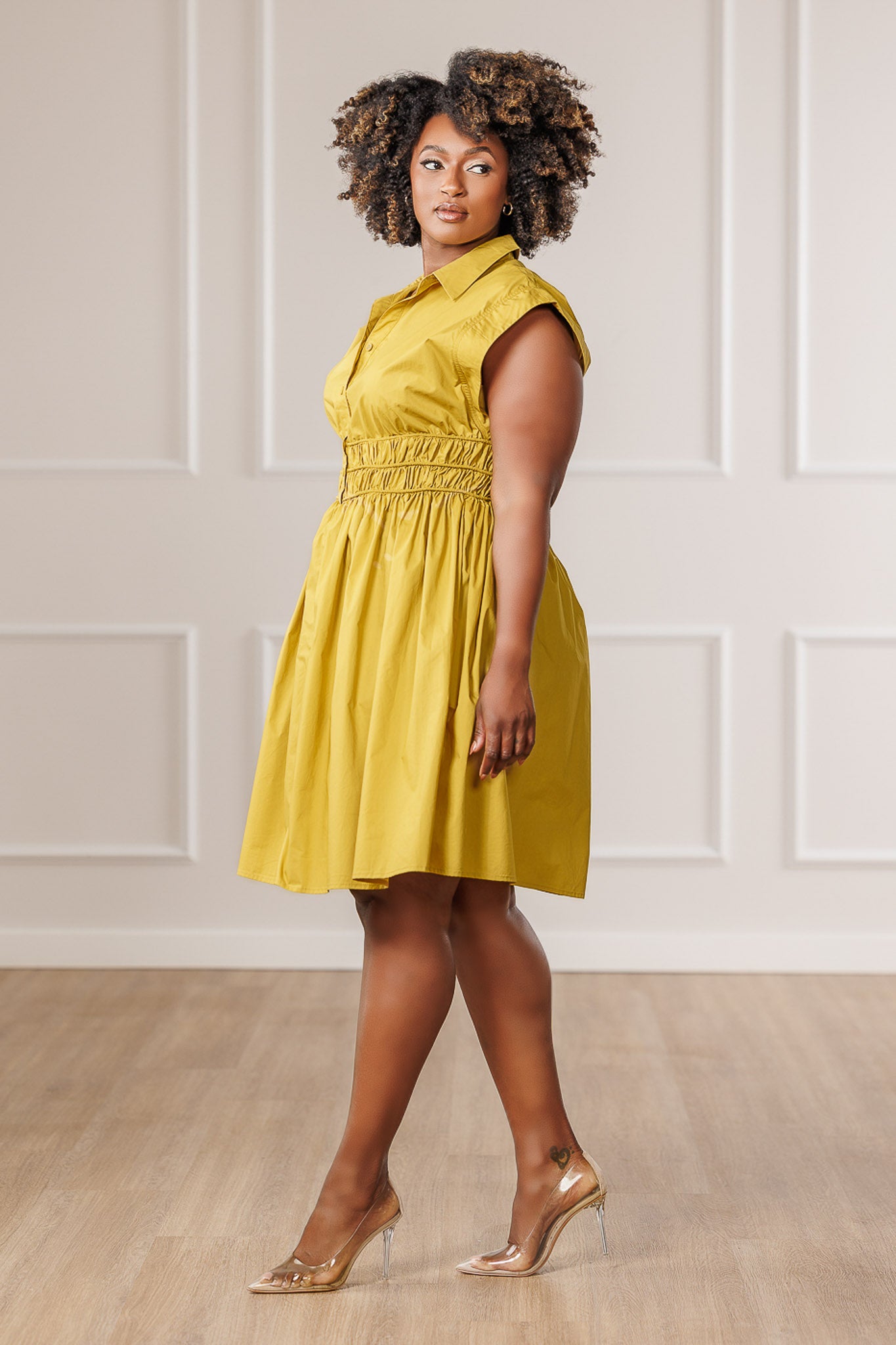 Rema Smocked Midi Dress - Citrine