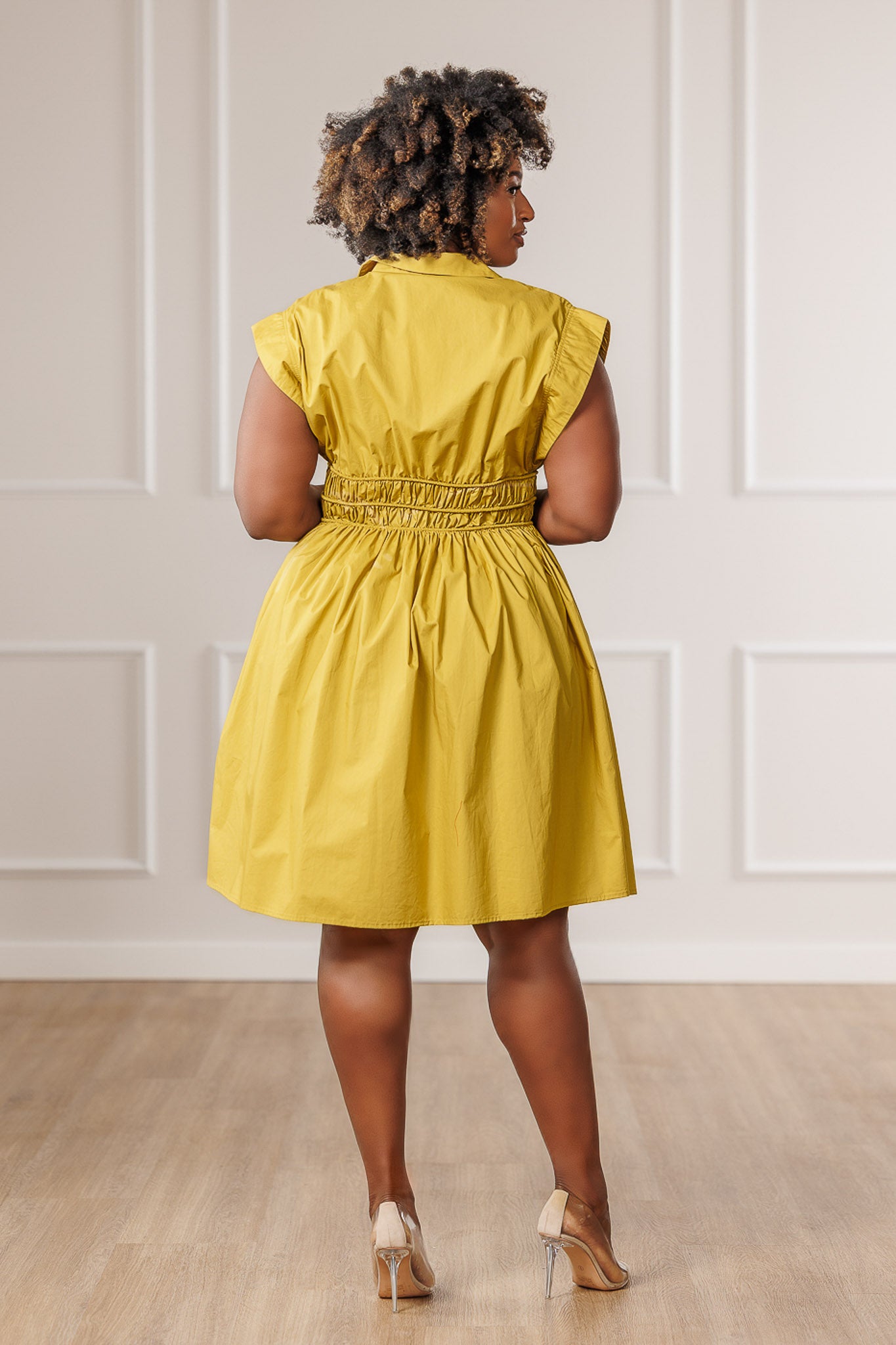 Rema Smocked Midi Dress - Citrine