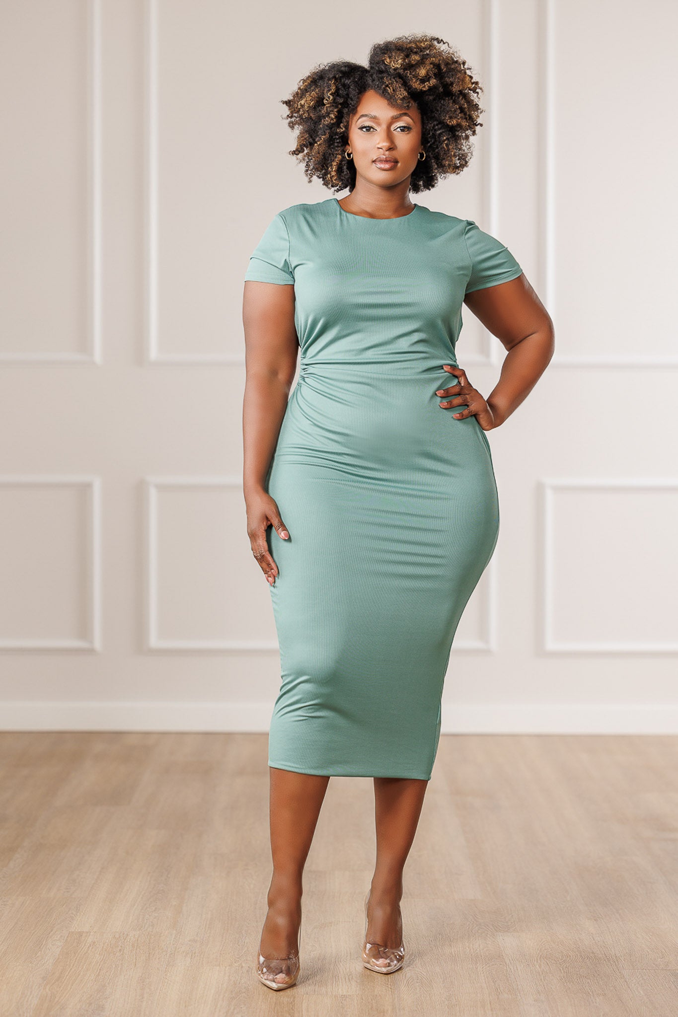 Oriana Back Cut-Out Dress - Teal