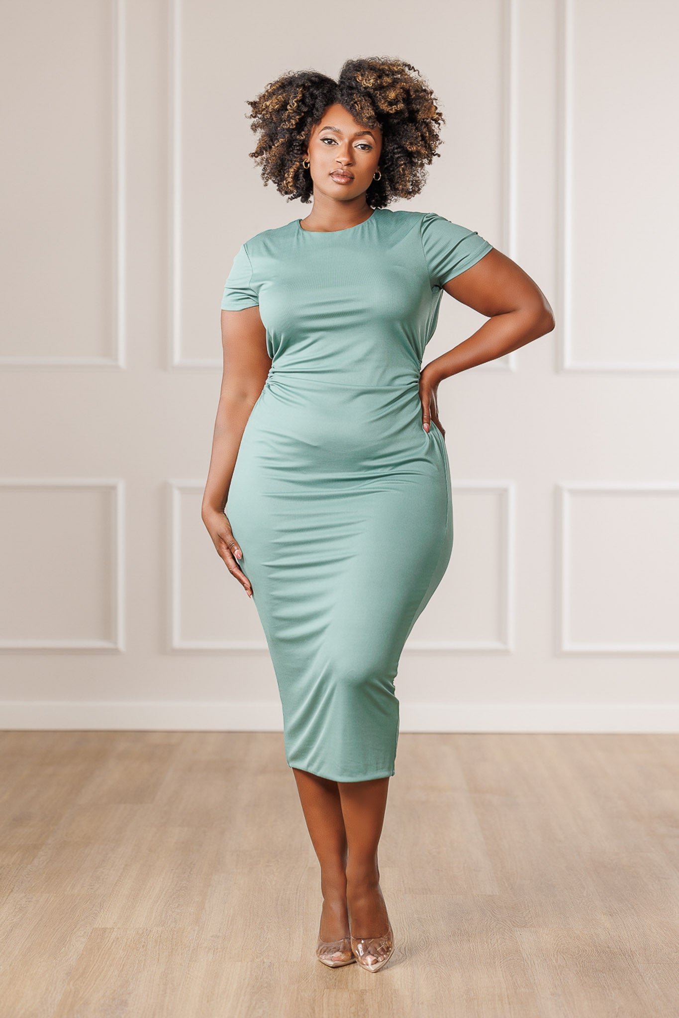 Oriana Back Cut-Out Dress - Teal