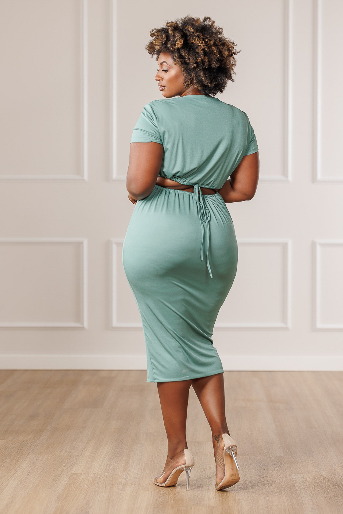 Oriana Back Cut-Out Dress - Teal