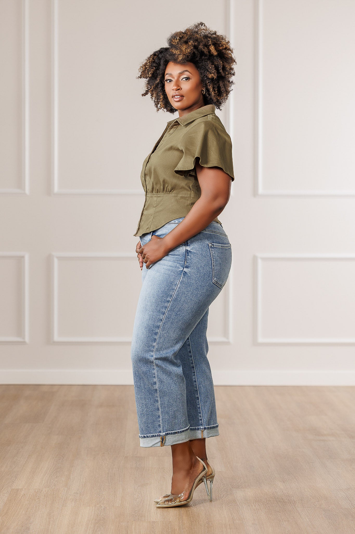 Demi Open Front Corset Top - Olive