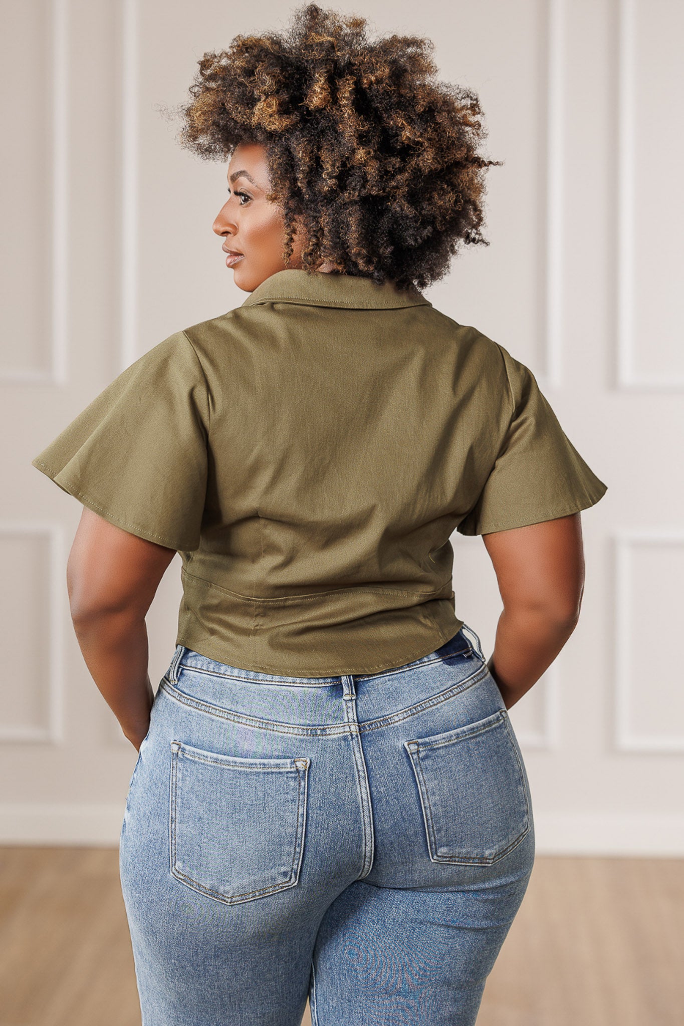 Demi Open Front Corset Top - Olive