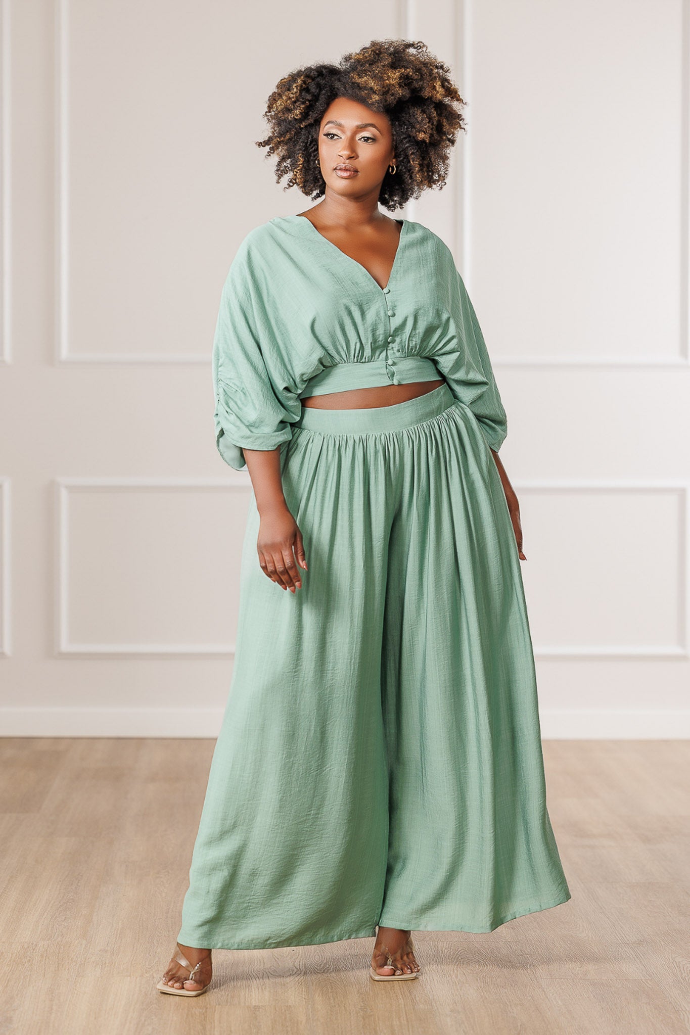 Naveah Wide Leg Pants - Sage