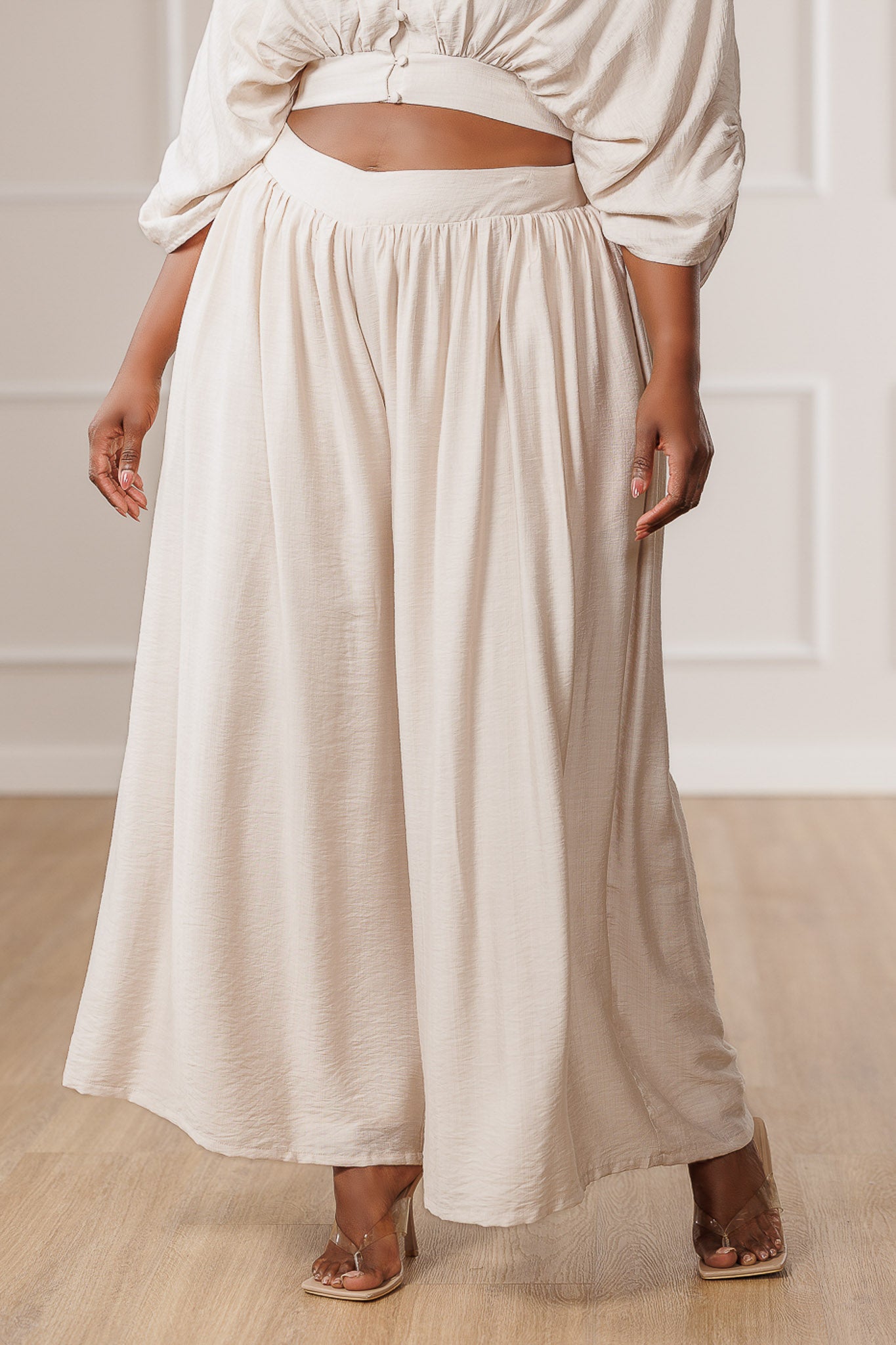 Naveah Wide Leg Pants - Bone