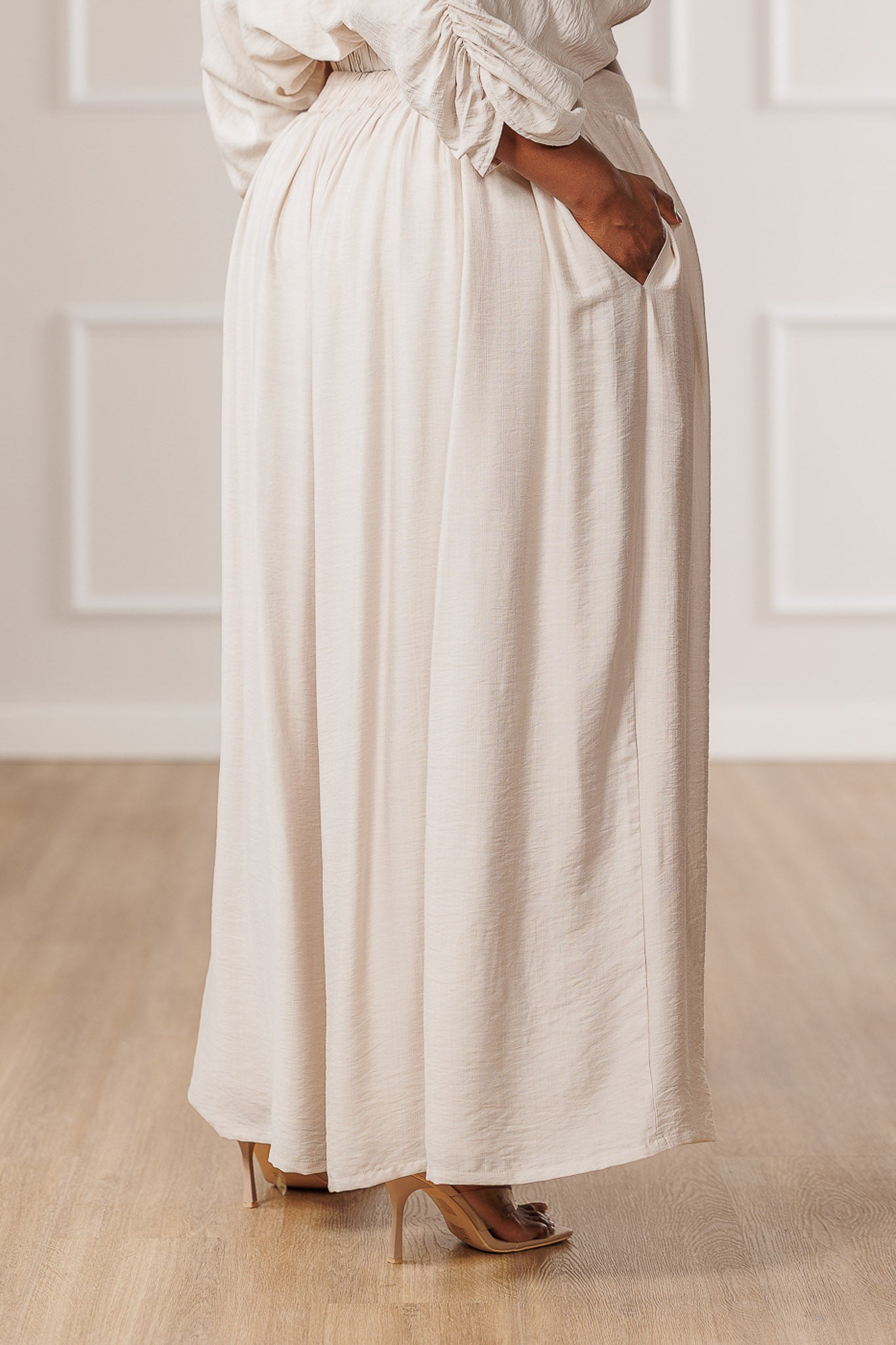 Naveah Wide Leg Pants - Bone