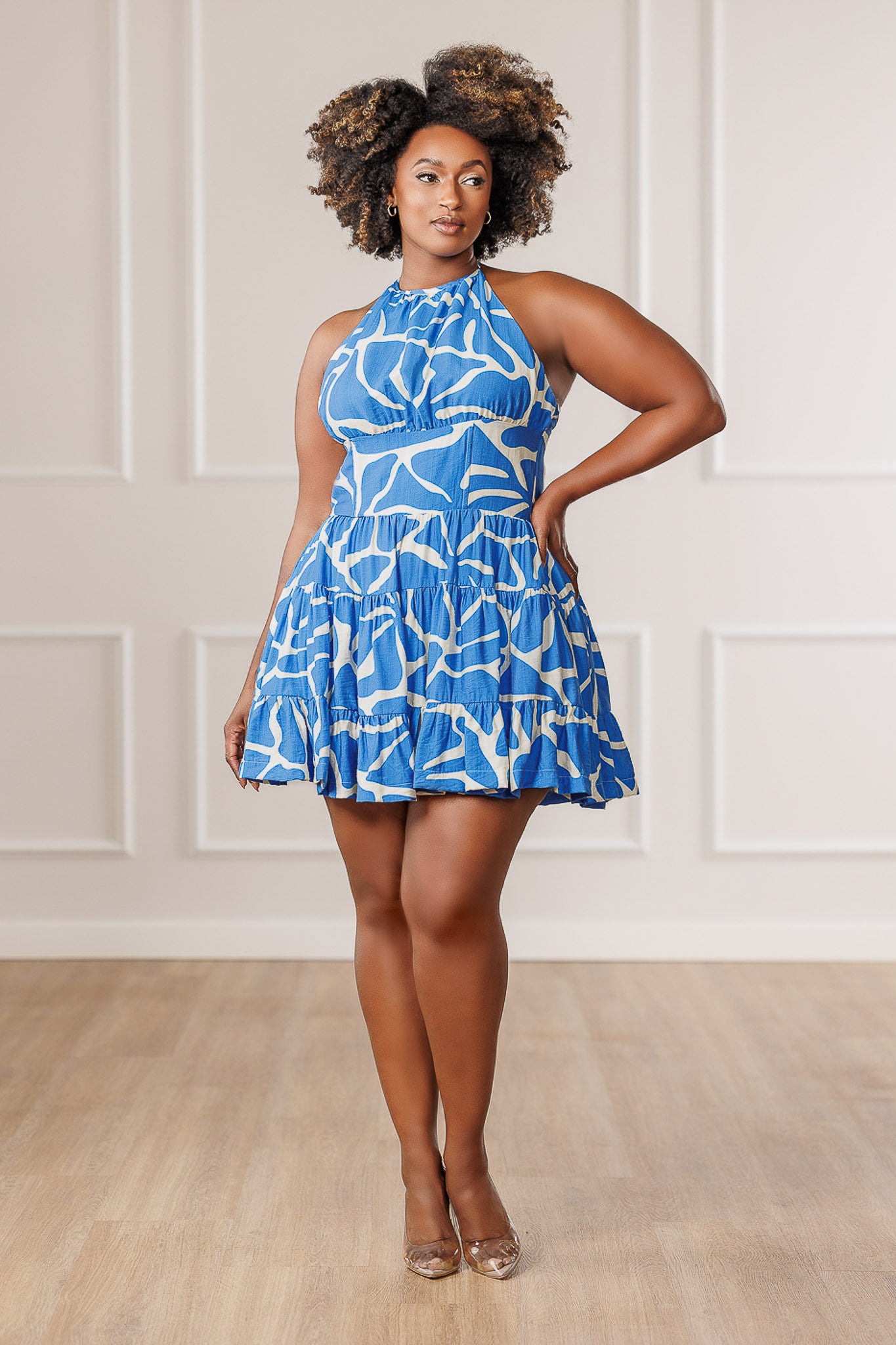 Jovie Shirred Halter Dress