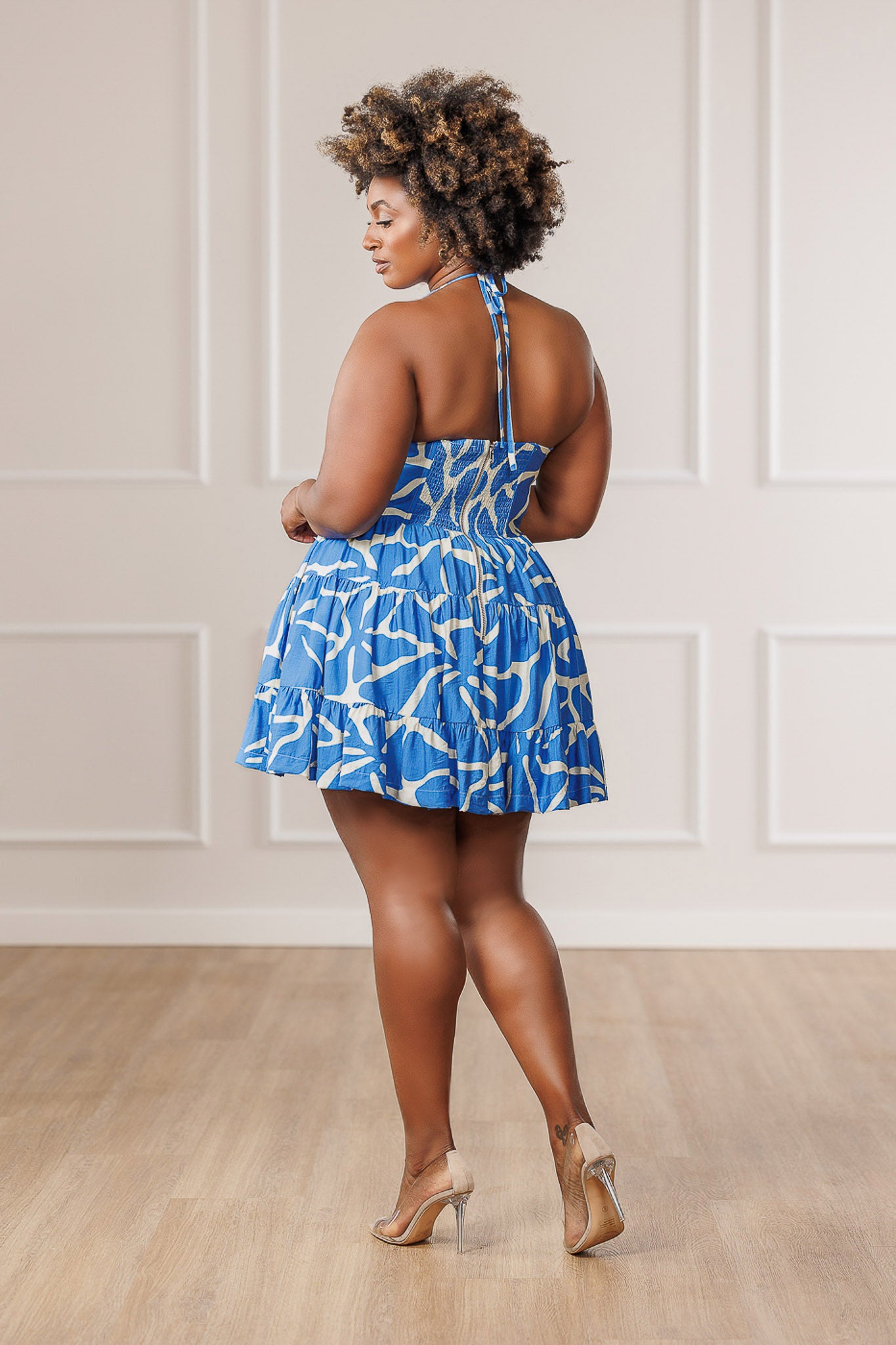 Jovie Shirred Halter Dress