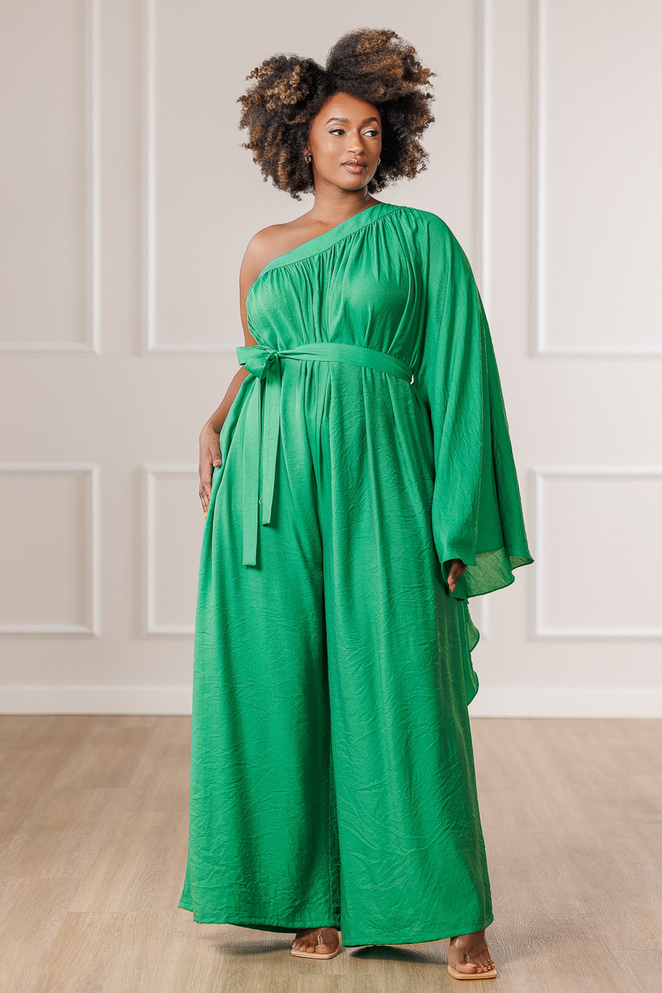 Indie One Shoulder Jumpsuit - Green