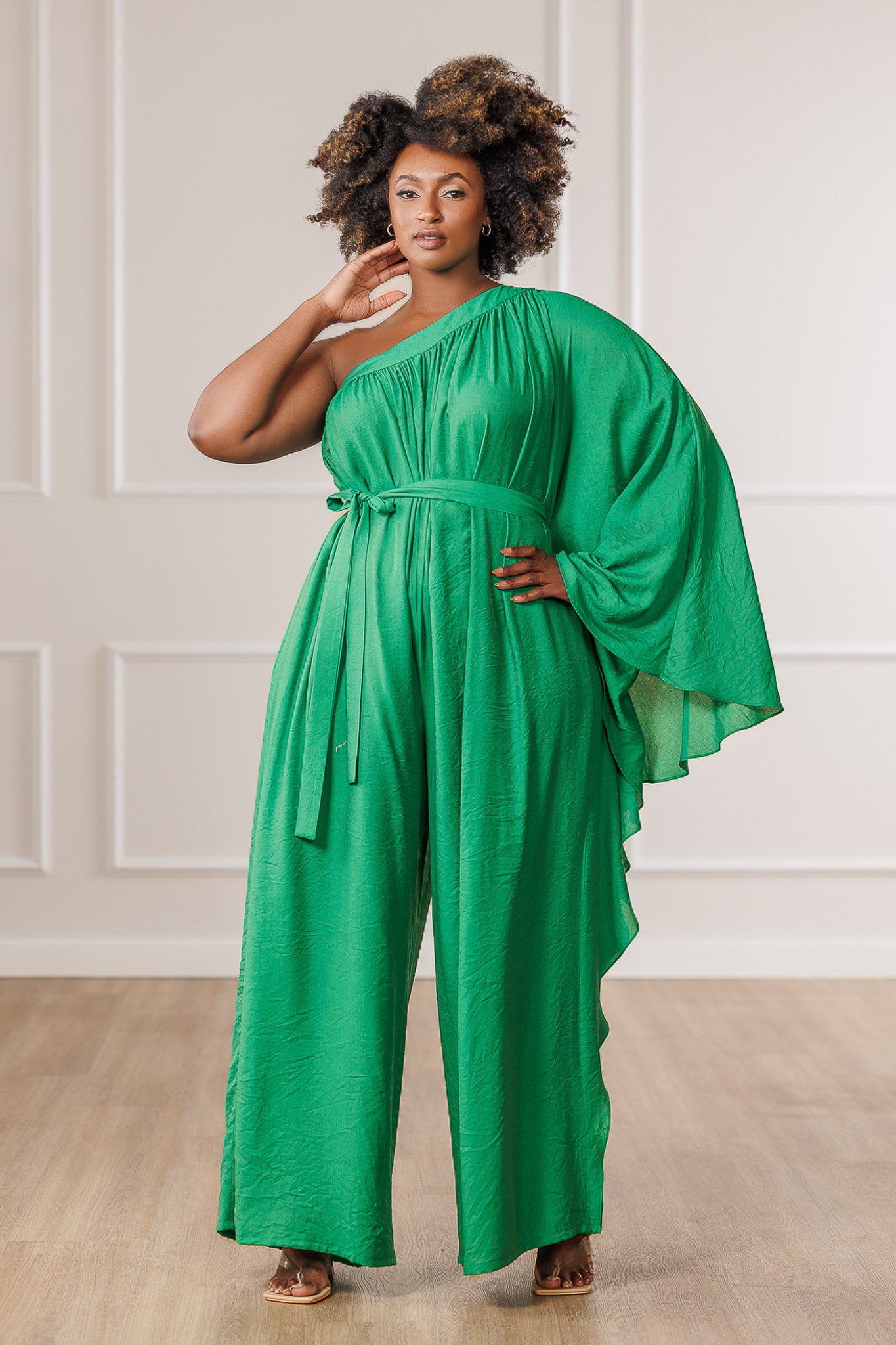Indie One Shoulder Jumpsuit - Green