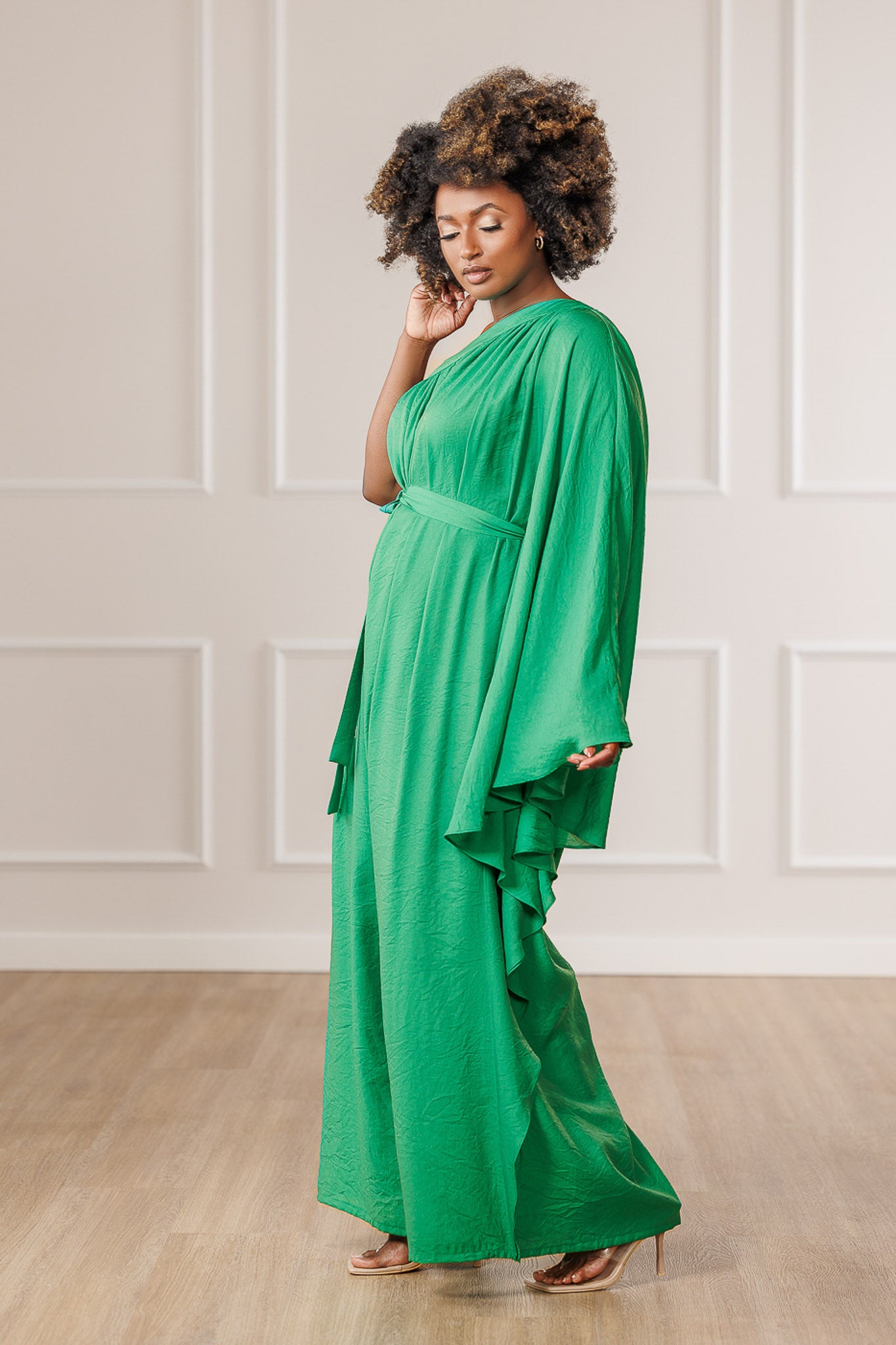 Indie One Shoulder Jumpsuit - Green