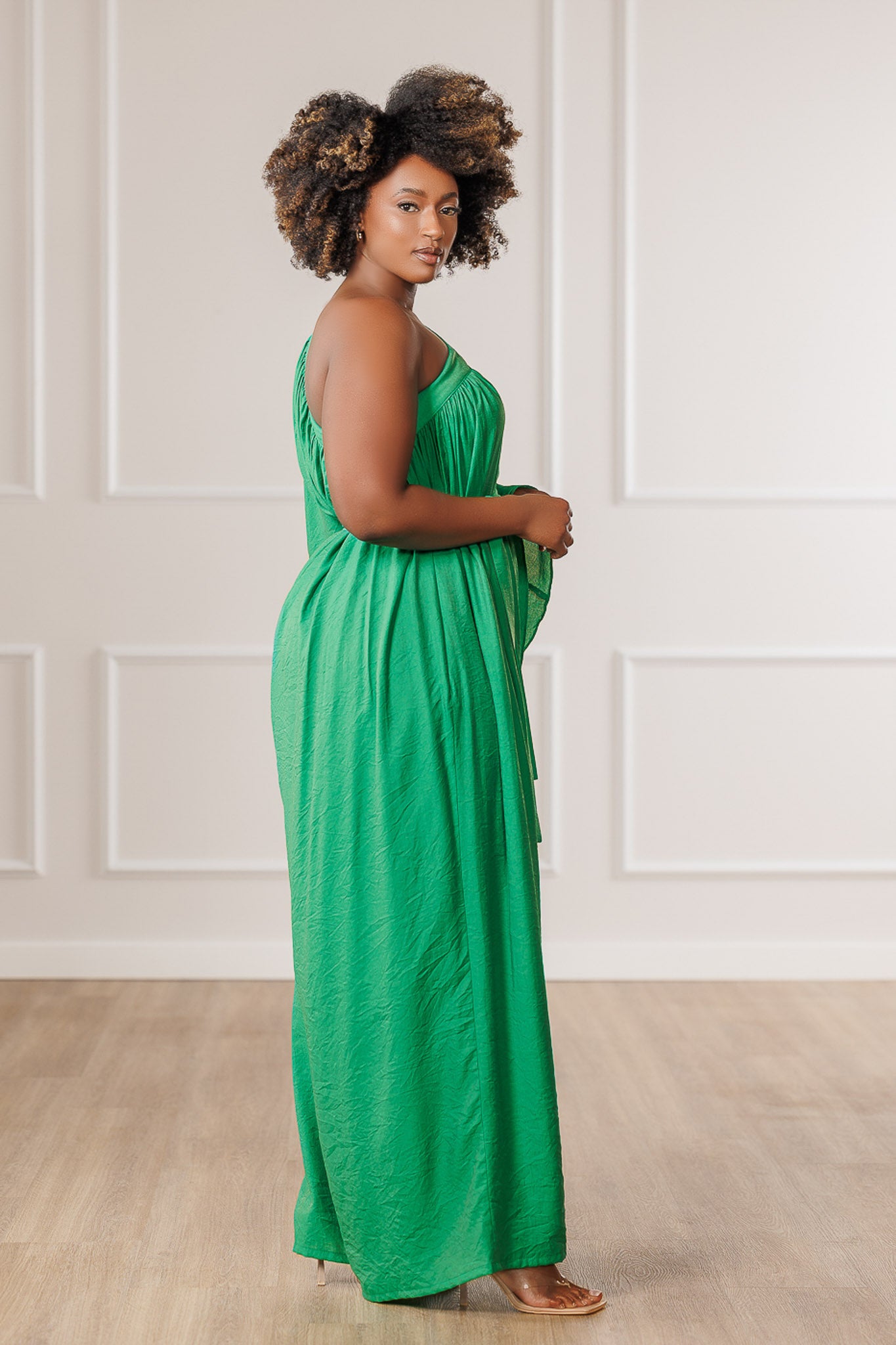 Indie One Shoulder Jumpsuit - Green