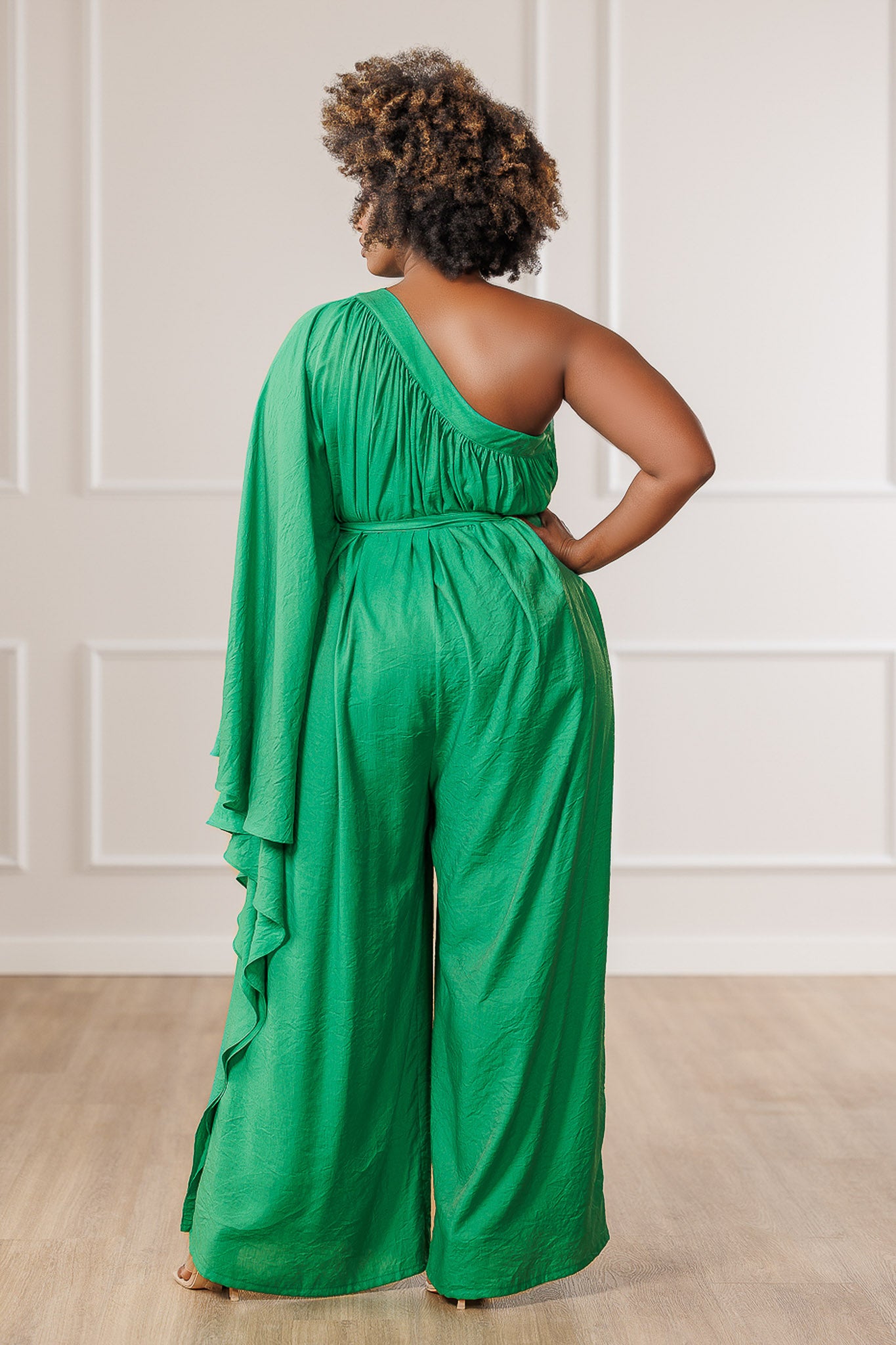 Indie One Shoulder Jumpsuit - Green