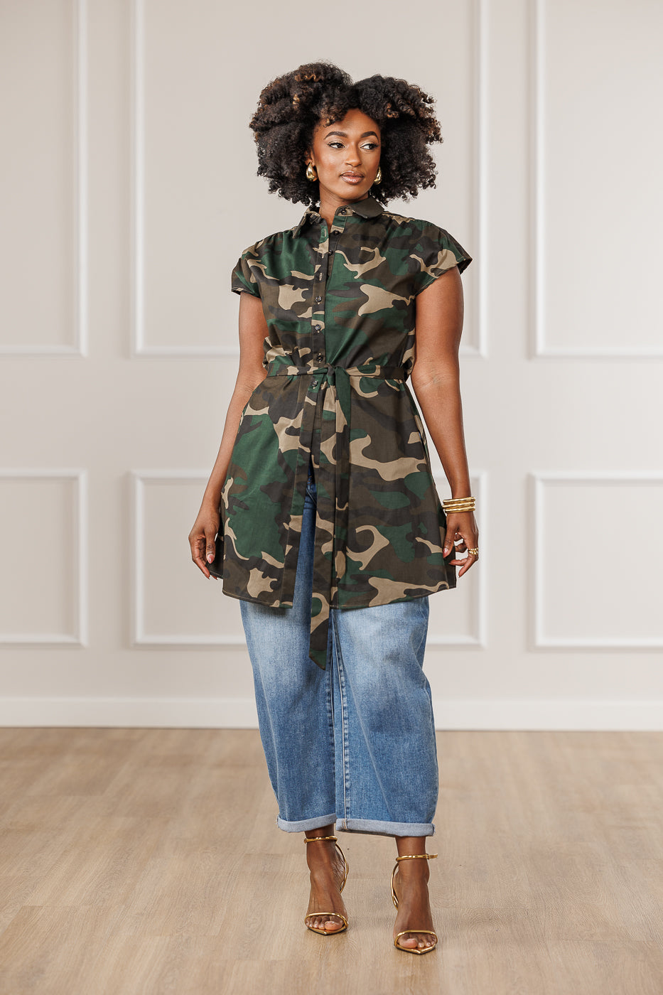 Shae Button Down Top - Camo