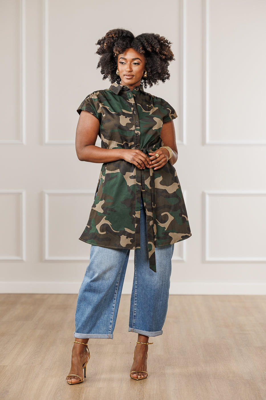 Shae Button Down Top - Camo