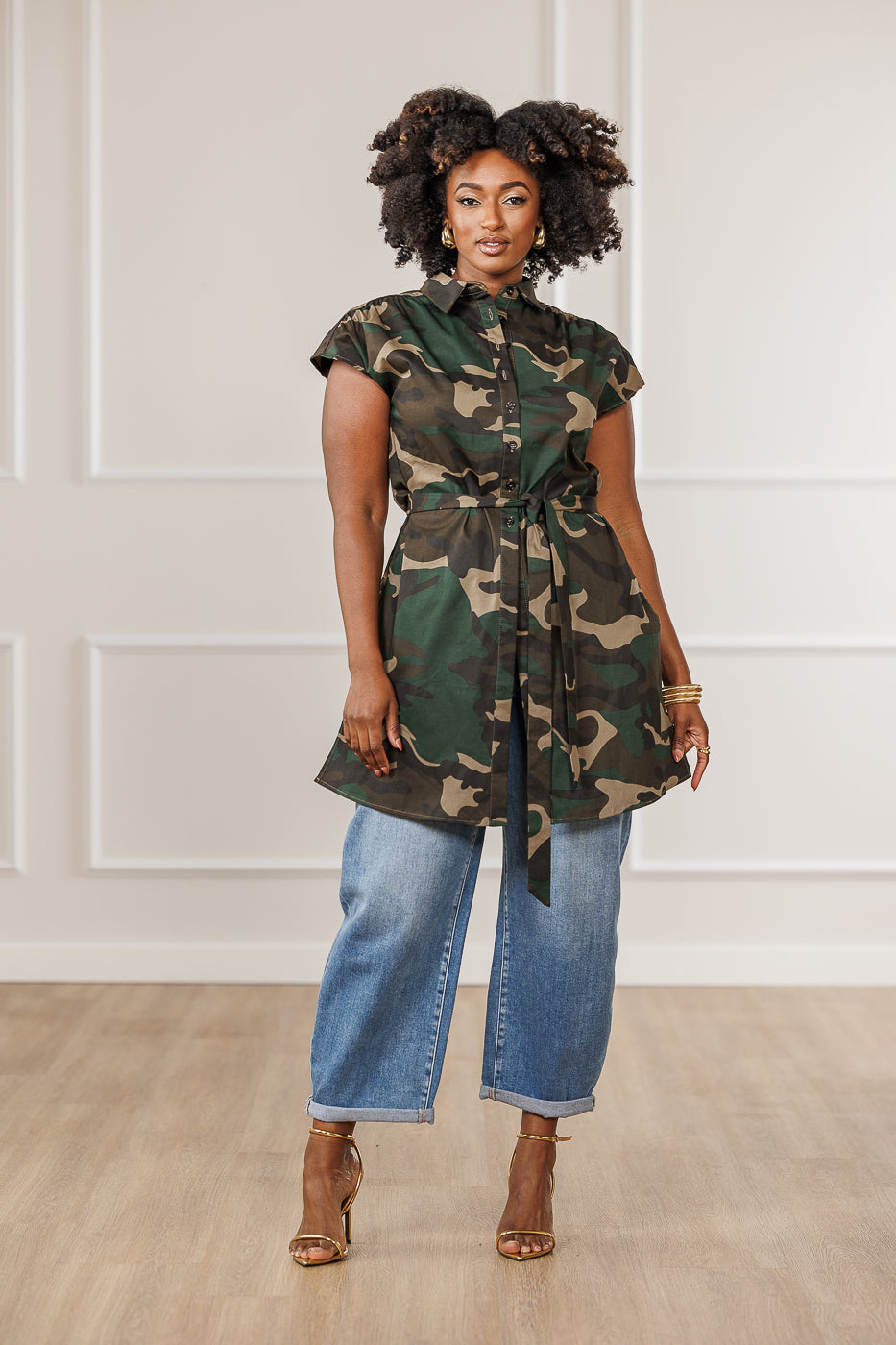 Shae Button Down Top - Camo