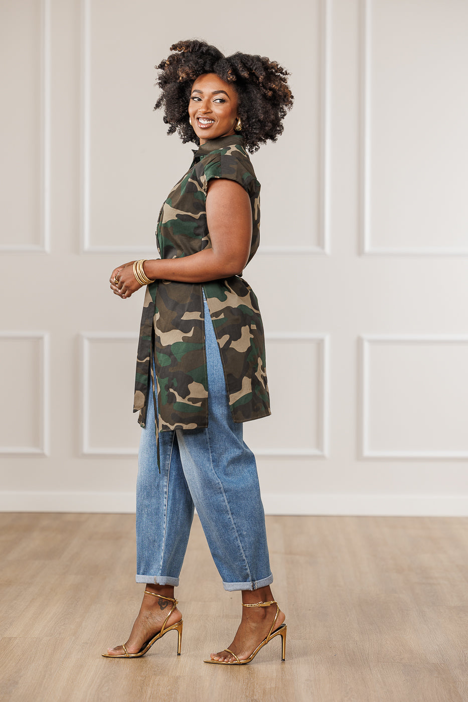 Shae Button Down Top - Camo