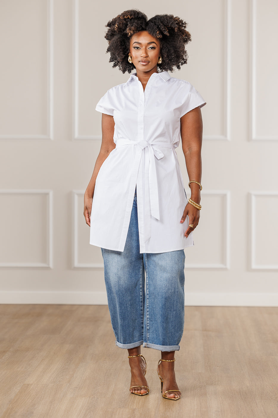 Shae Button Down Top - White