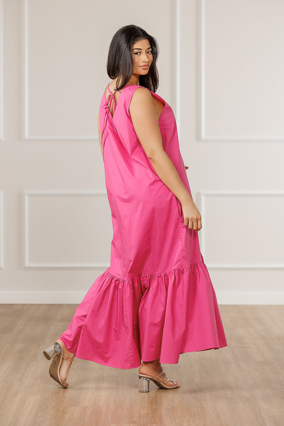 FINAL SALE - Tamra Ruffled Tent Dress - Deep Pink