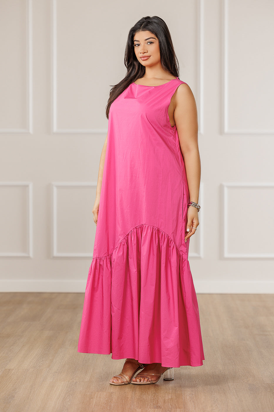 FINAL SALE - Tamra Ruffled Tent Dress - Deep Pink