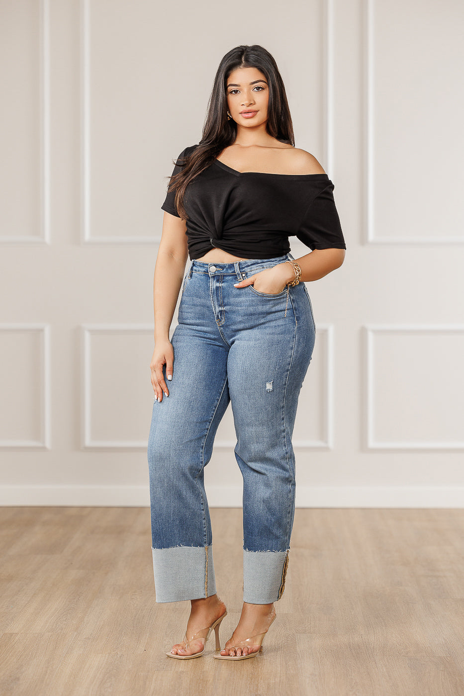 Vanna Knot Crop Top - Black