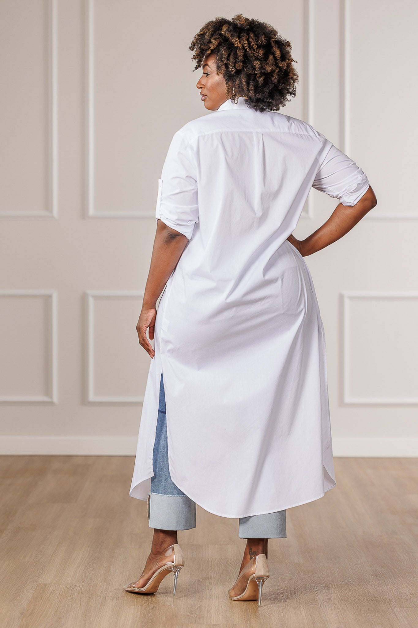 Carla Button Down Maxi Shirt - White