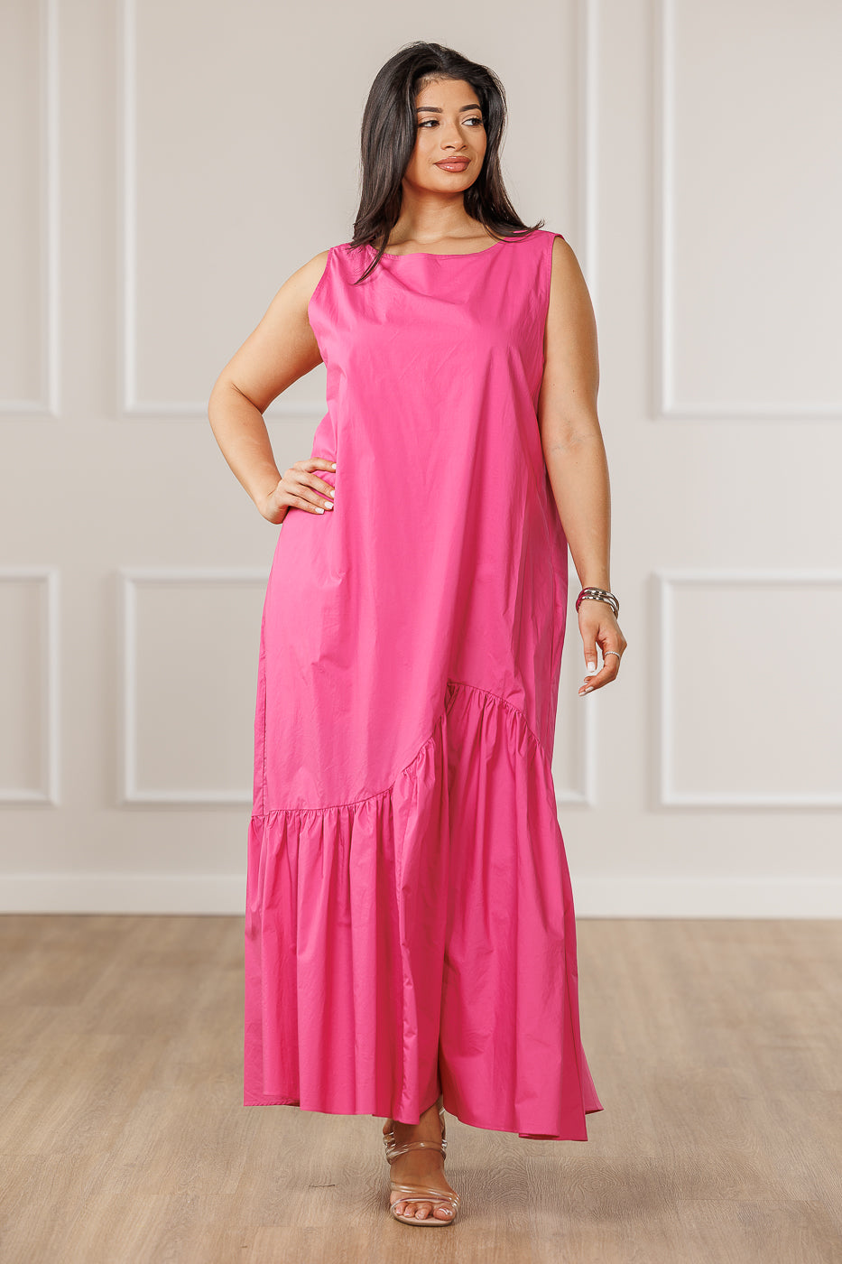 FINAL SALE - Tamra Ruffled Tent Dress - Deep Pink