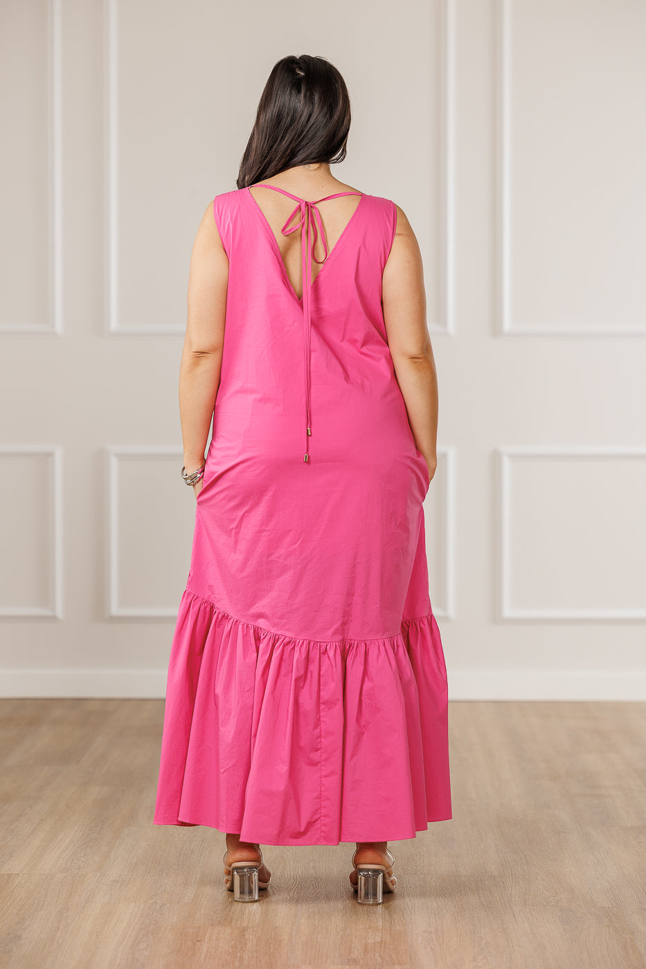 FINAL SALE - Tamra Ruffled Tent Dress - Deep Pink